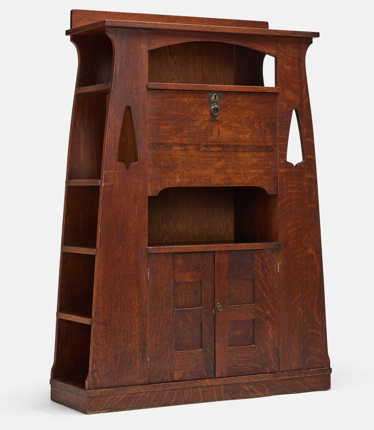 Limbert: Rare and Early drop-front desk with cut-outs, model 712, circa 1906
