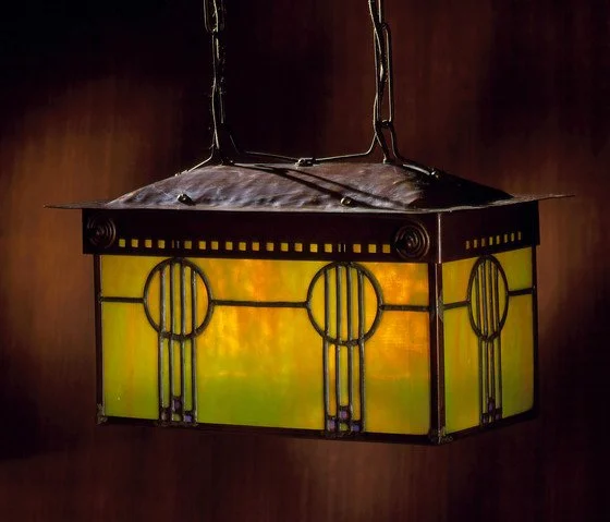 Copper shop of the Roycrofters: Hanging Lantern from the Roycroft "Chapel" meeting space, East Aurora, New York, circa 1908-1910