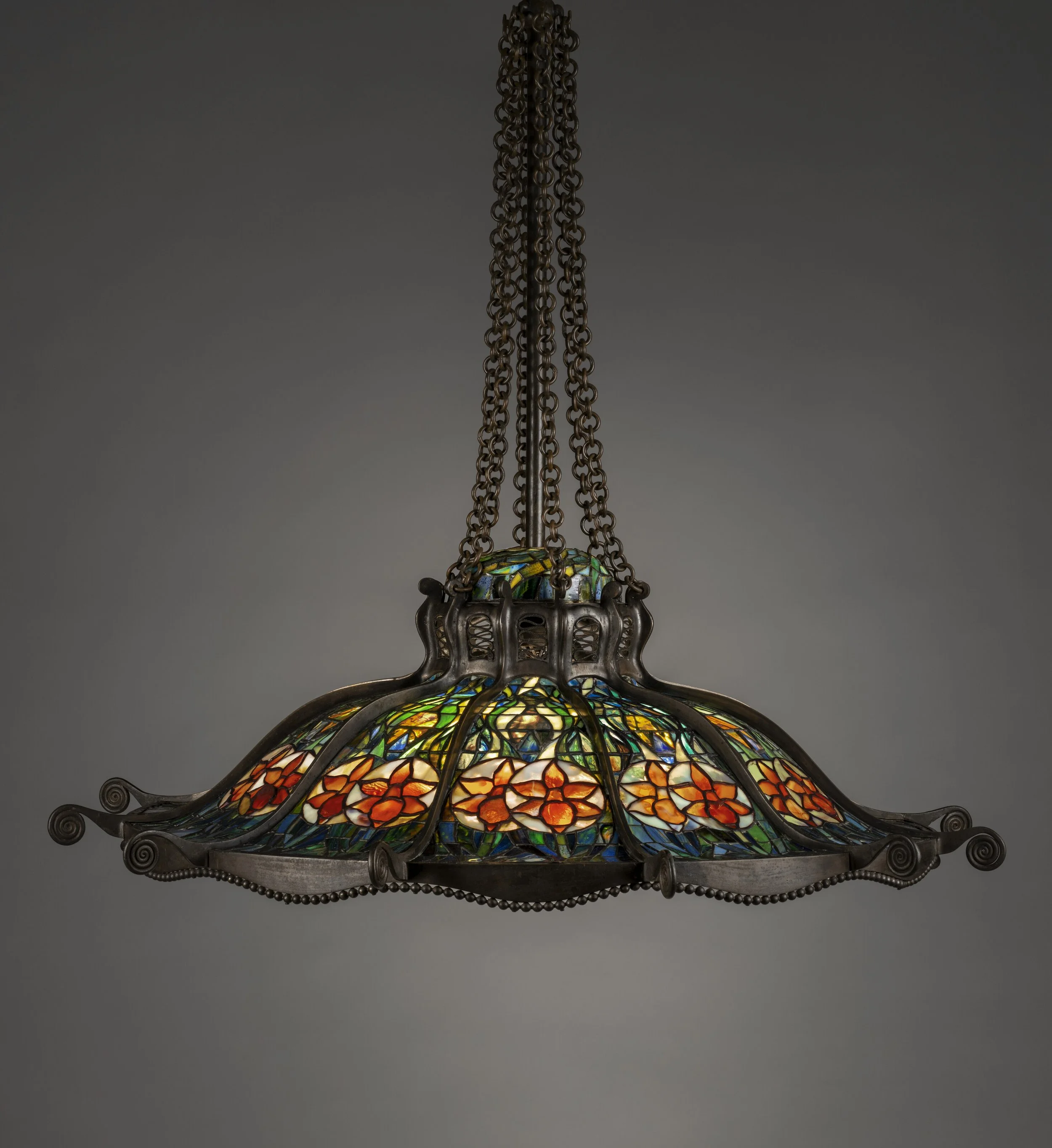 Tiffany Studios: Important and Rare "Daffodil" Chandelier, circa 1900