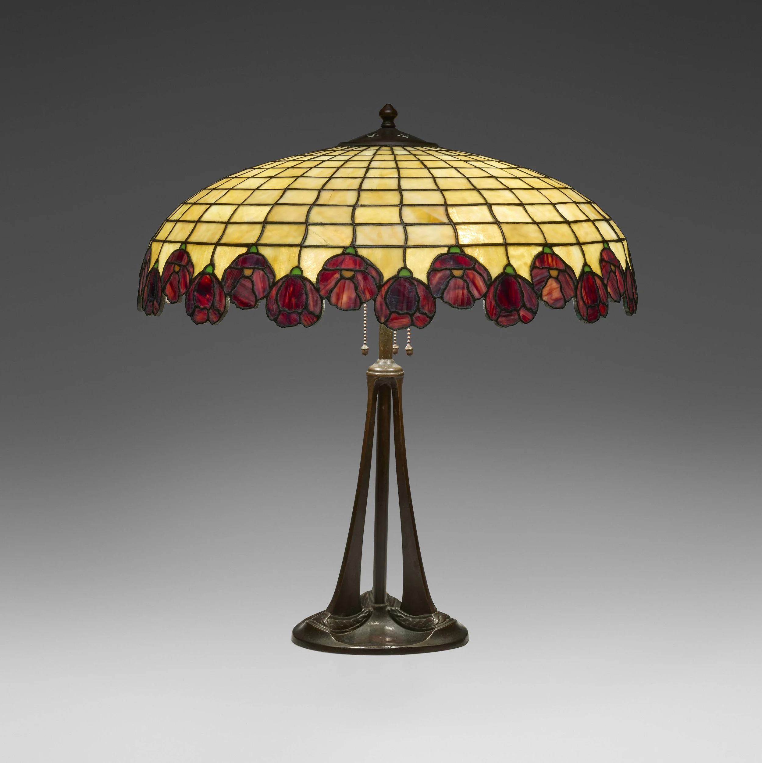 Handel and Unique Art Glass &amp; Metal Company: California Poppy table lamp, circa 1910
