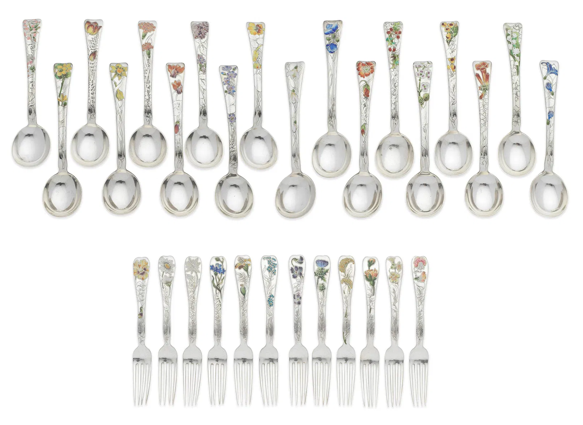 Tiffany &amp; Co.: Lap Over Edge flatware set, circa 1891