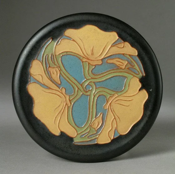 California Faience: Trivet with California poppies, 1915-1930