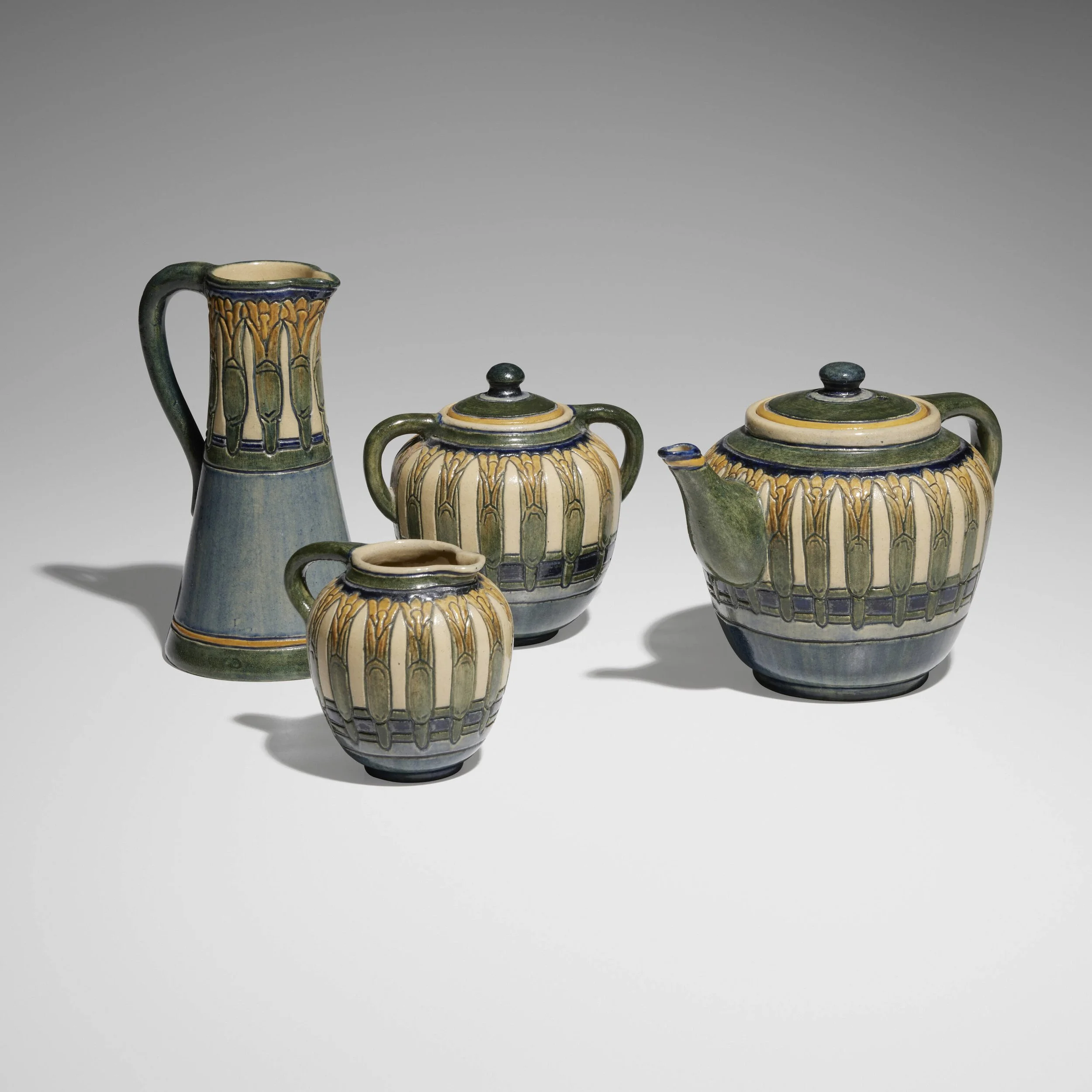 Henrietta Bailey for Newcomb College Pottery: Tea set with wheat motif, 1901 