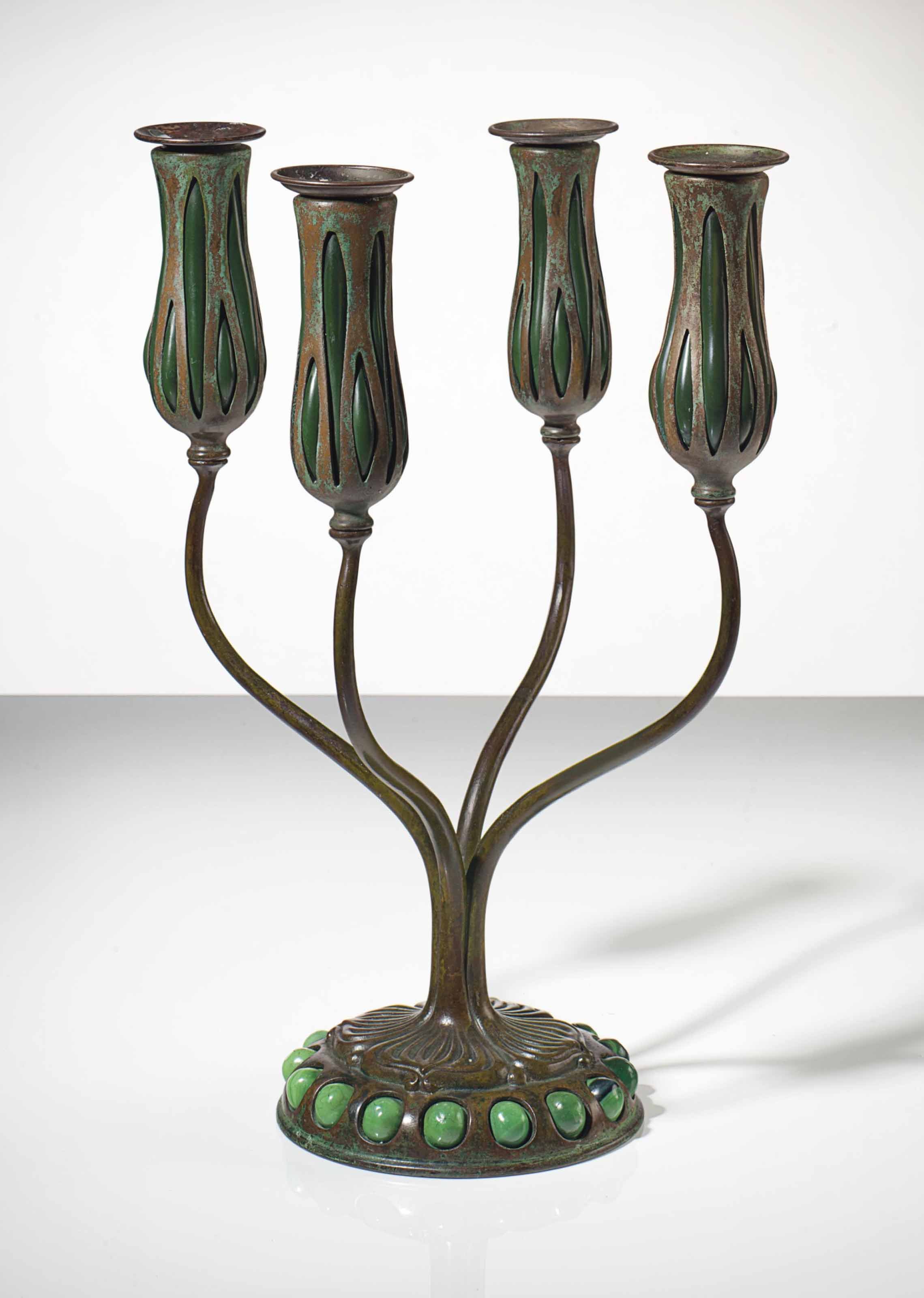 Tiffany Studios: Four Arm Candelabrum, circa 1910