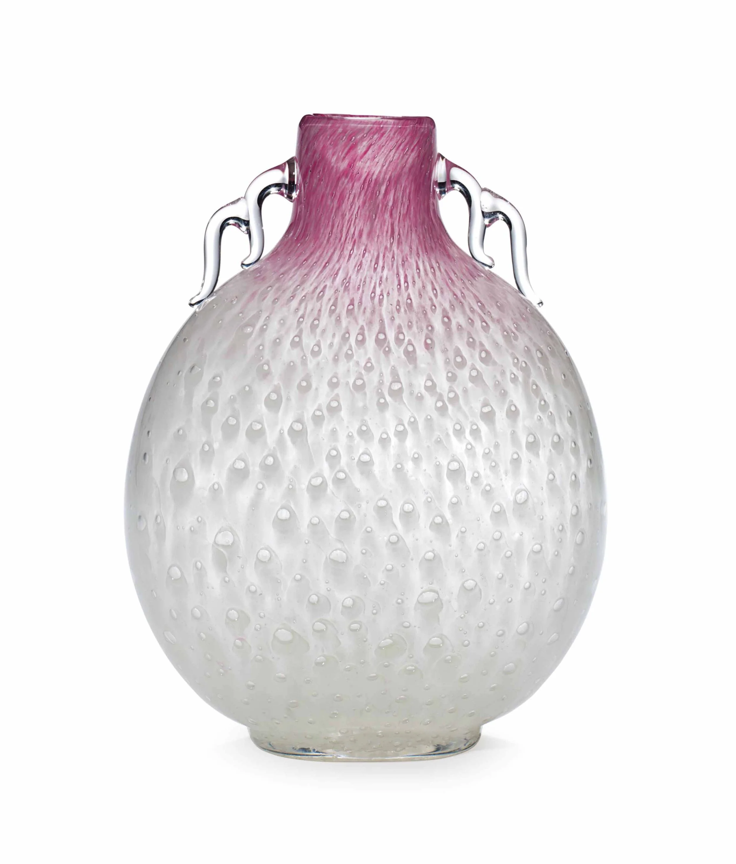 F. Carder for Steuben: “Clutha” Rosaline and Clear Glass Vase, circa 1920