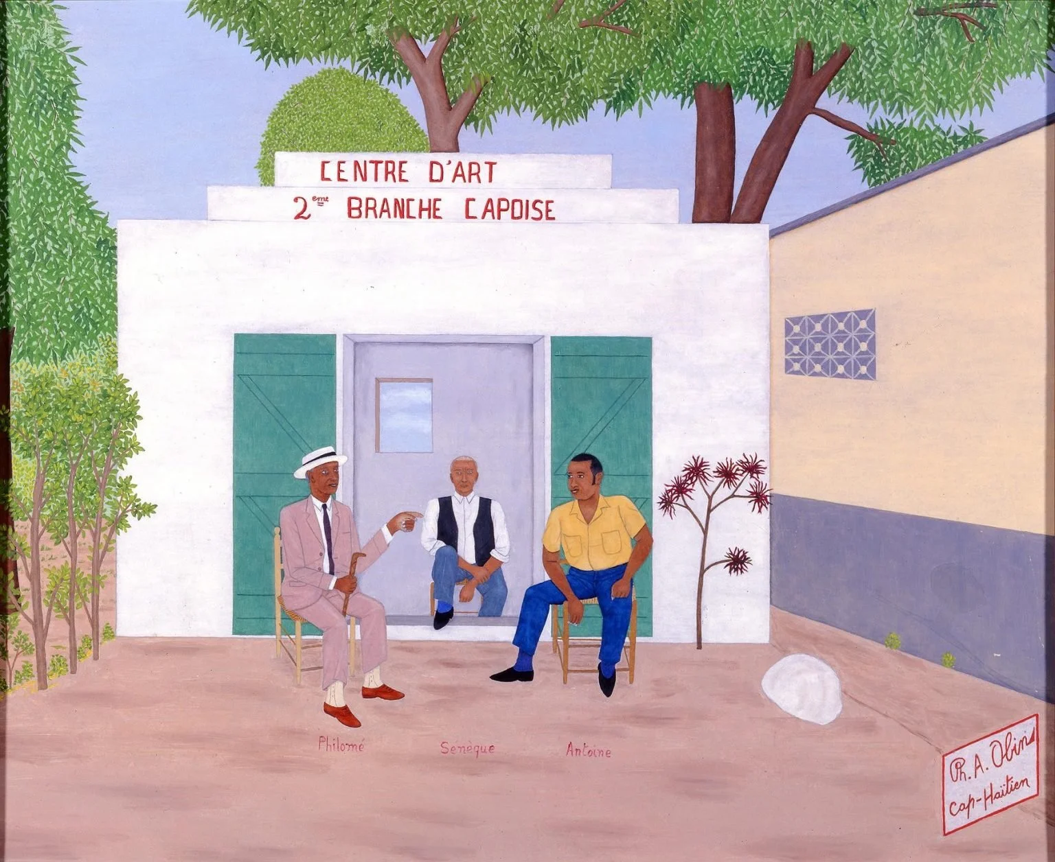 Philomé, Sénéque and Antoine Obin seated