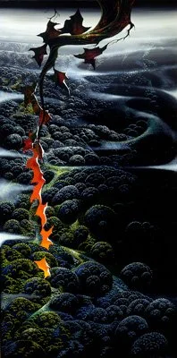 Eyvind Earle (American, 1916-2000) "Late Autumn Leaves"