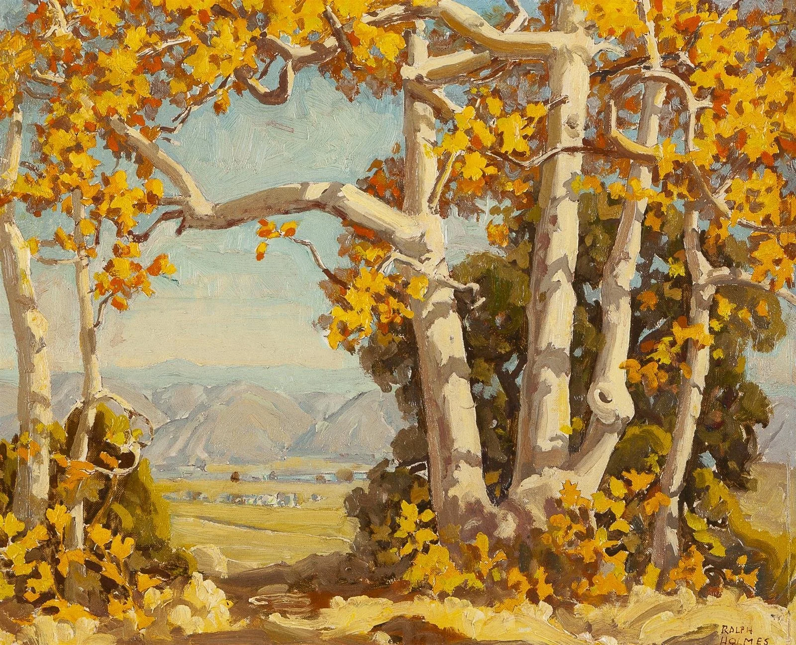 Ralph Holmes, (1876 - 1963 San Luis Obispo, CA) Sycamore landscape