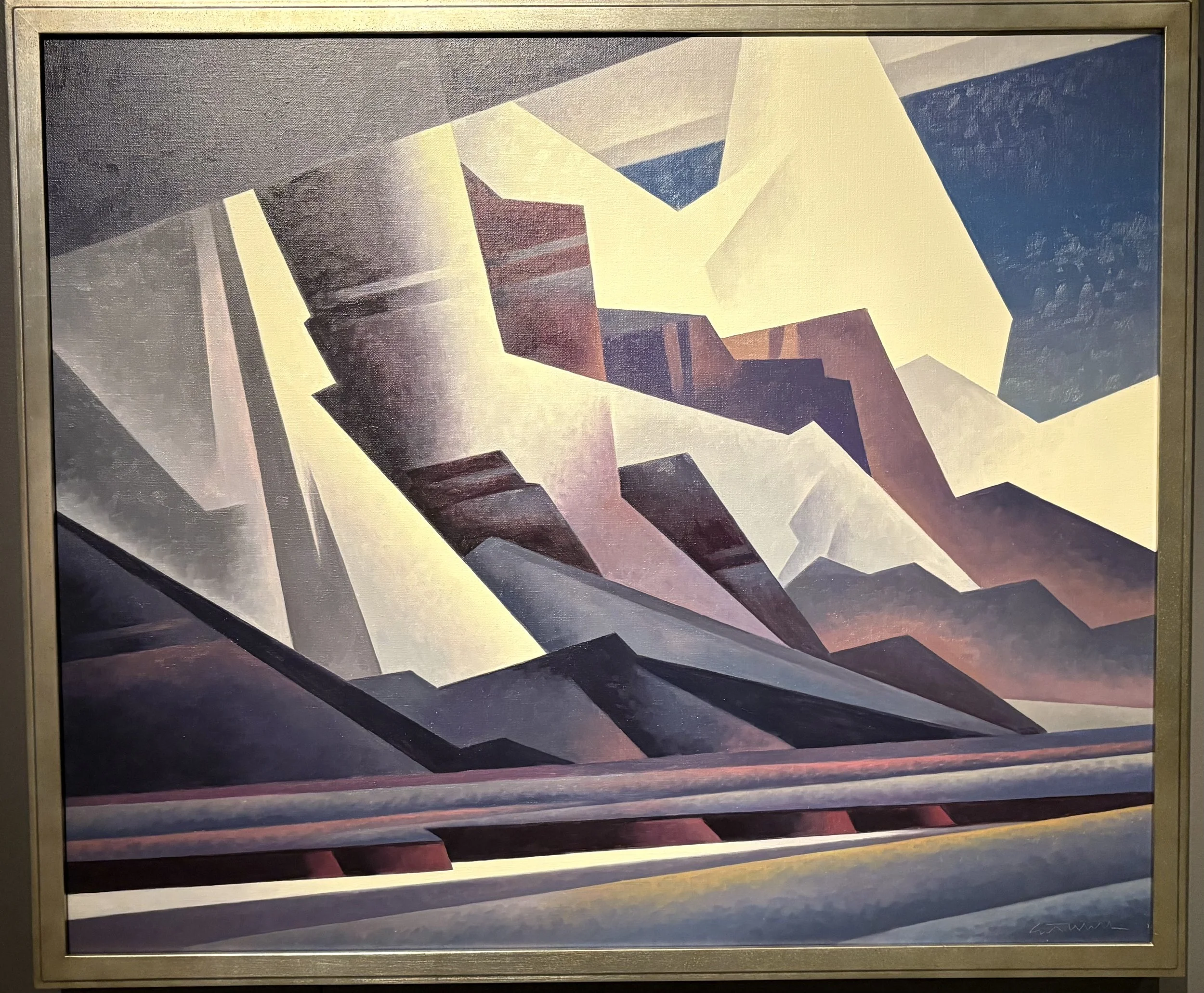 Abstract painting of cascading canyon storm.