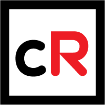 A logo with the letters 'c' and 'r' inside a black square, with the 'c' in black and the 'r' in red.