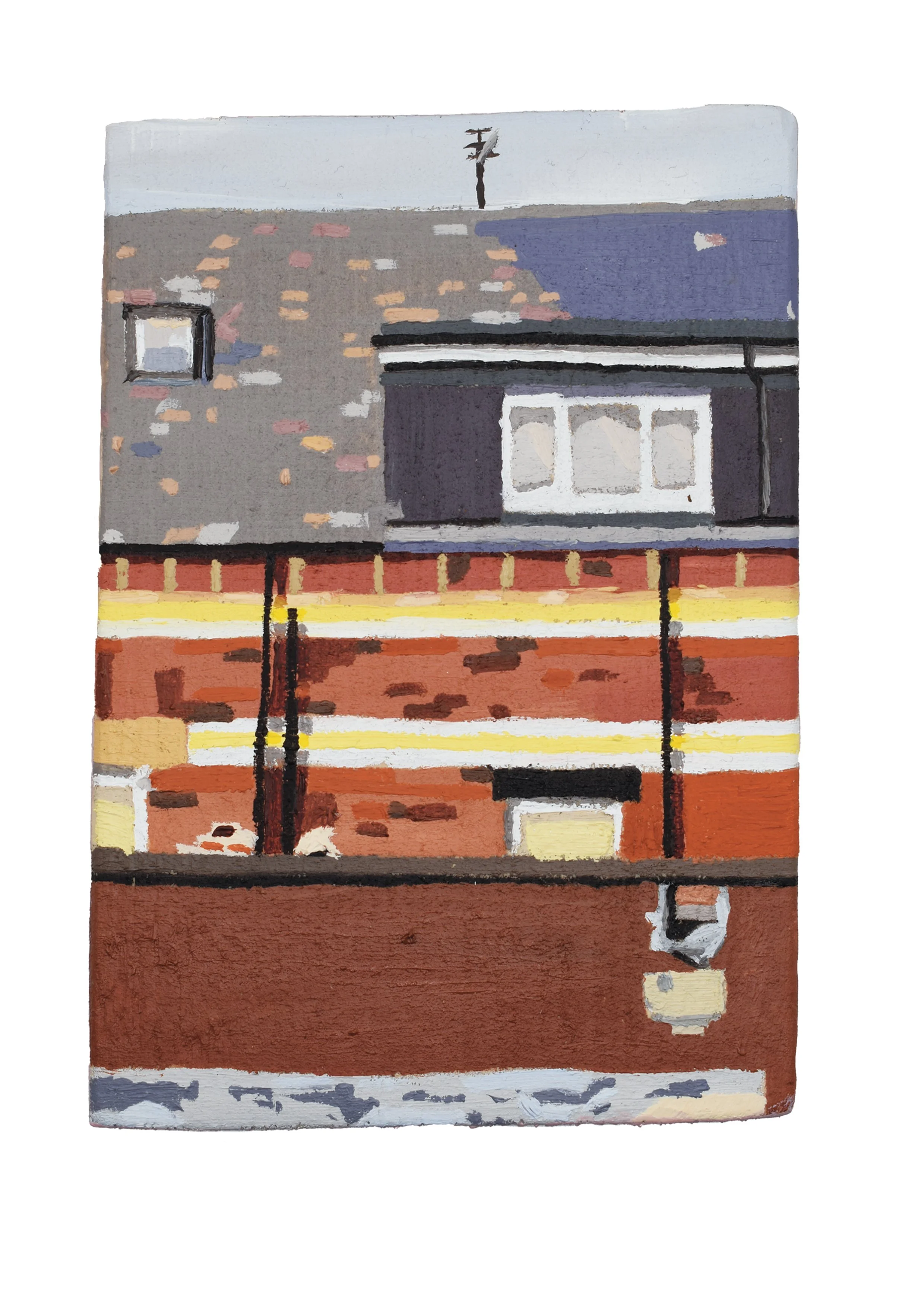 Landscape With Confines and Stripes, 2023, Oil on Wood, 14 cm x 9.5 cm.