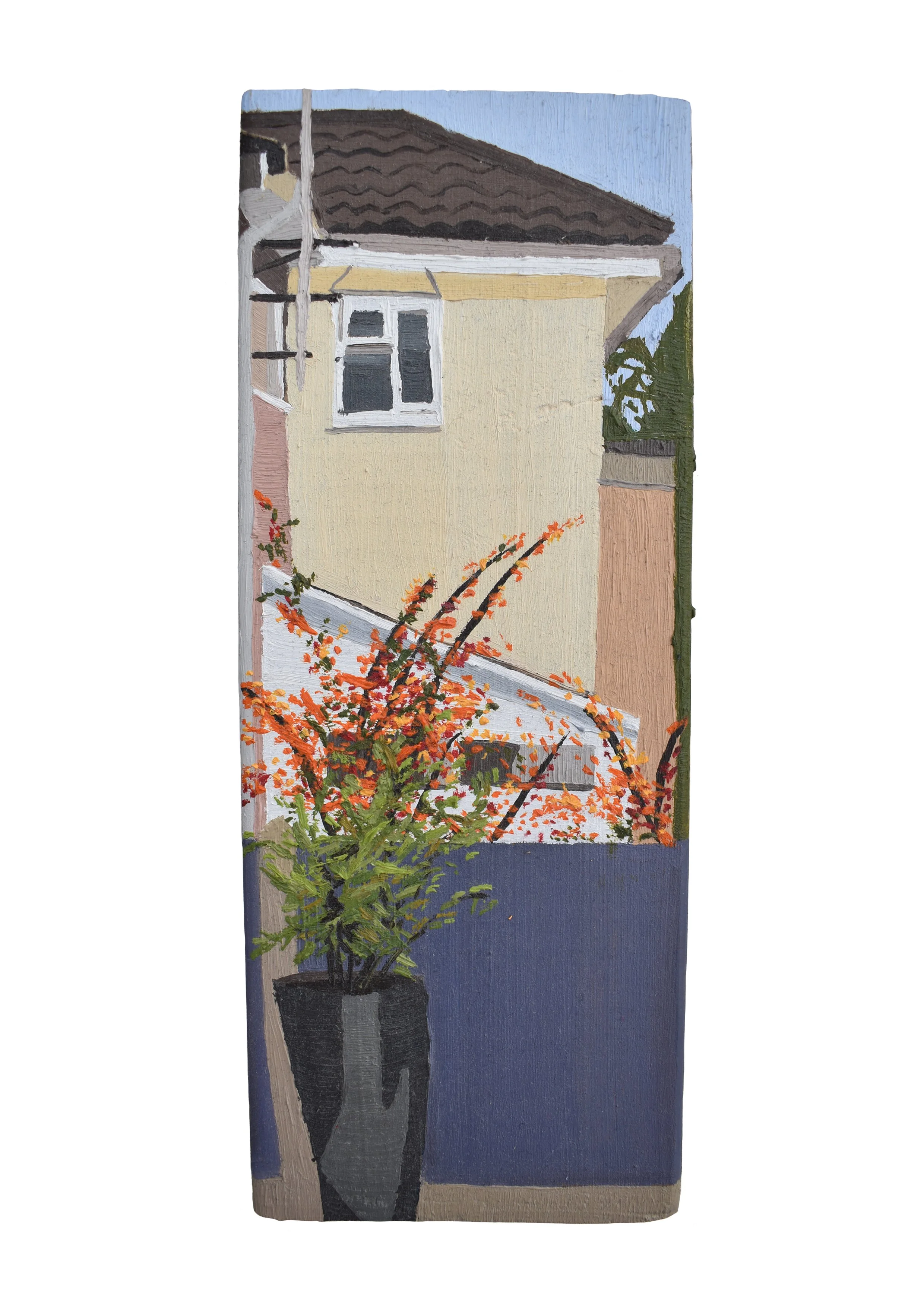 Landscape With A Boundary and Something Erupting, 2023, Oil on Wood.