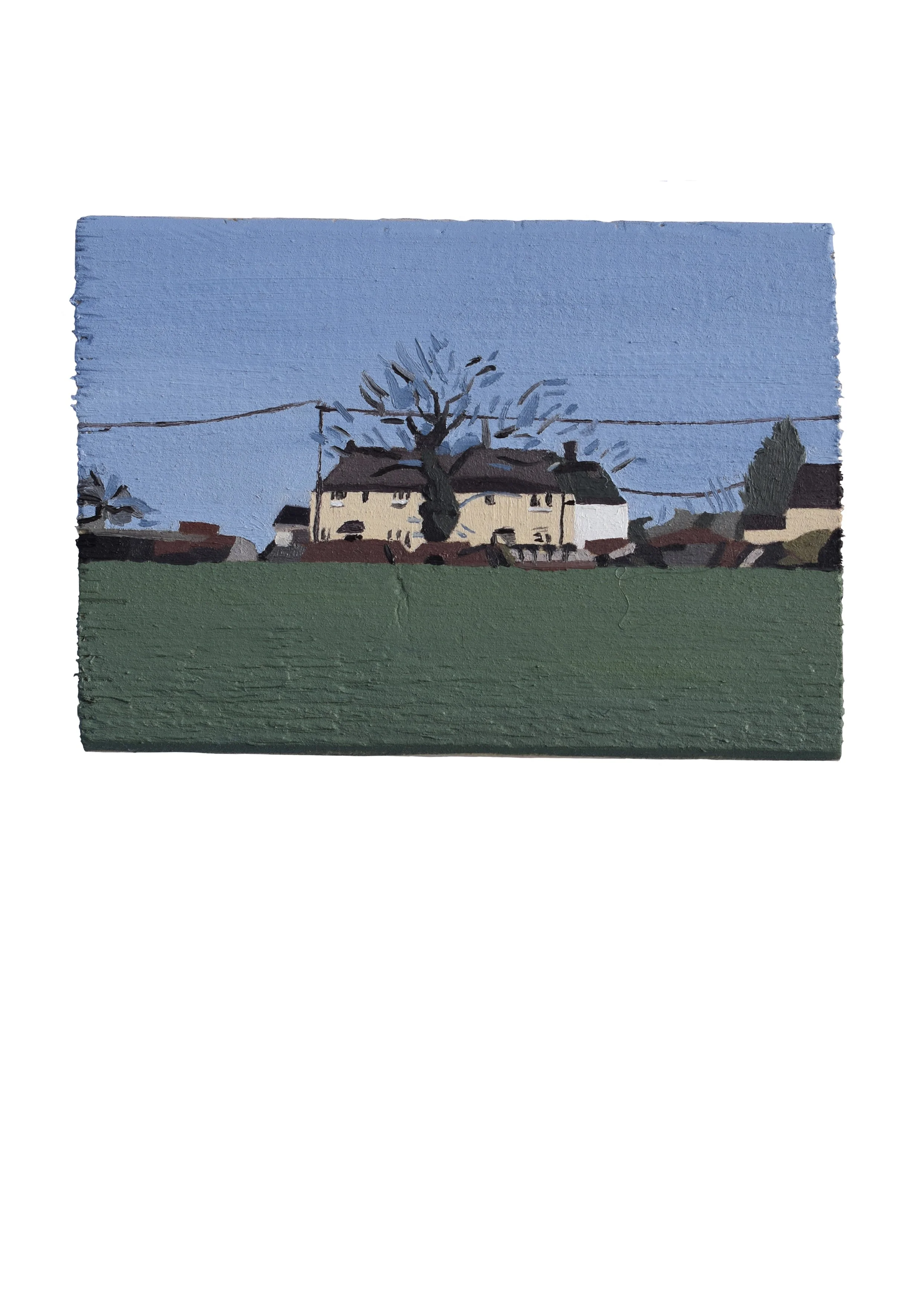 A House in perry Green, 2025, Oil on Wood, 9.5cm (H) x 14cm (W) x 4.5cm (D)