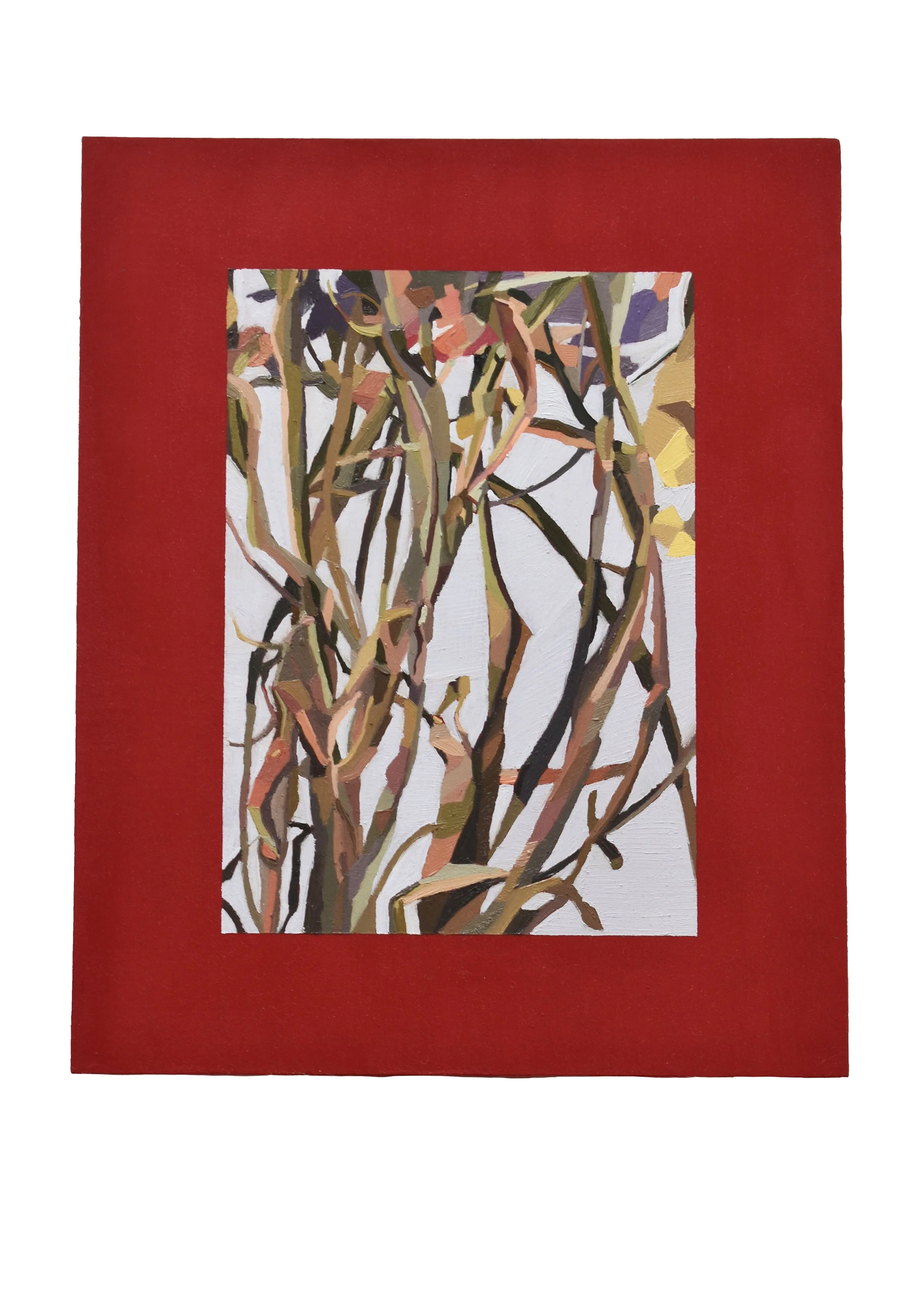 A Second Flower Painting (Dead Stems), 2025, Oil on Wood Panel, 20.3 cm (W) x 25.3 cm (H) x 2 cm (D)