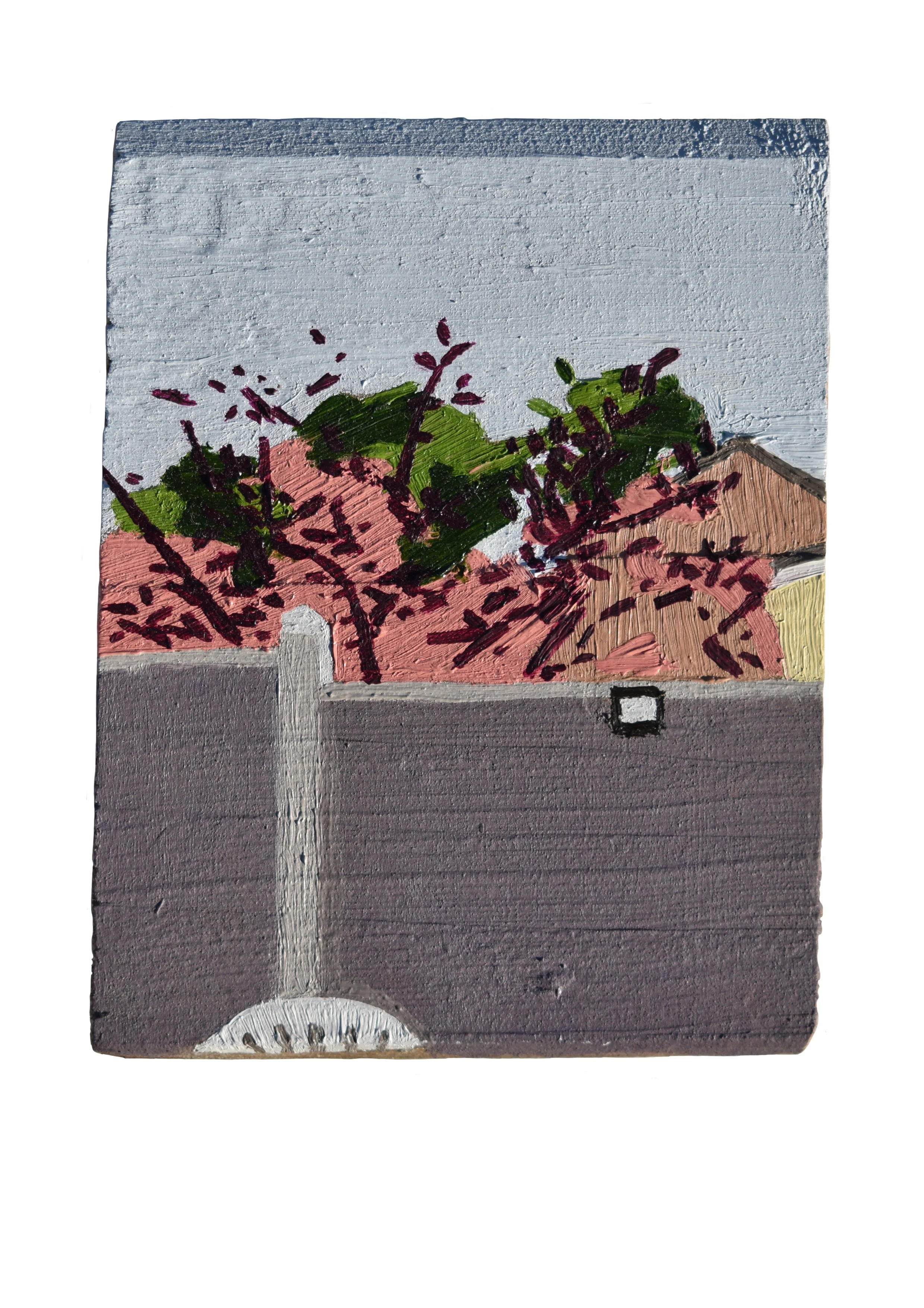 Something Over The Fence, 2023, Oil on Wood.