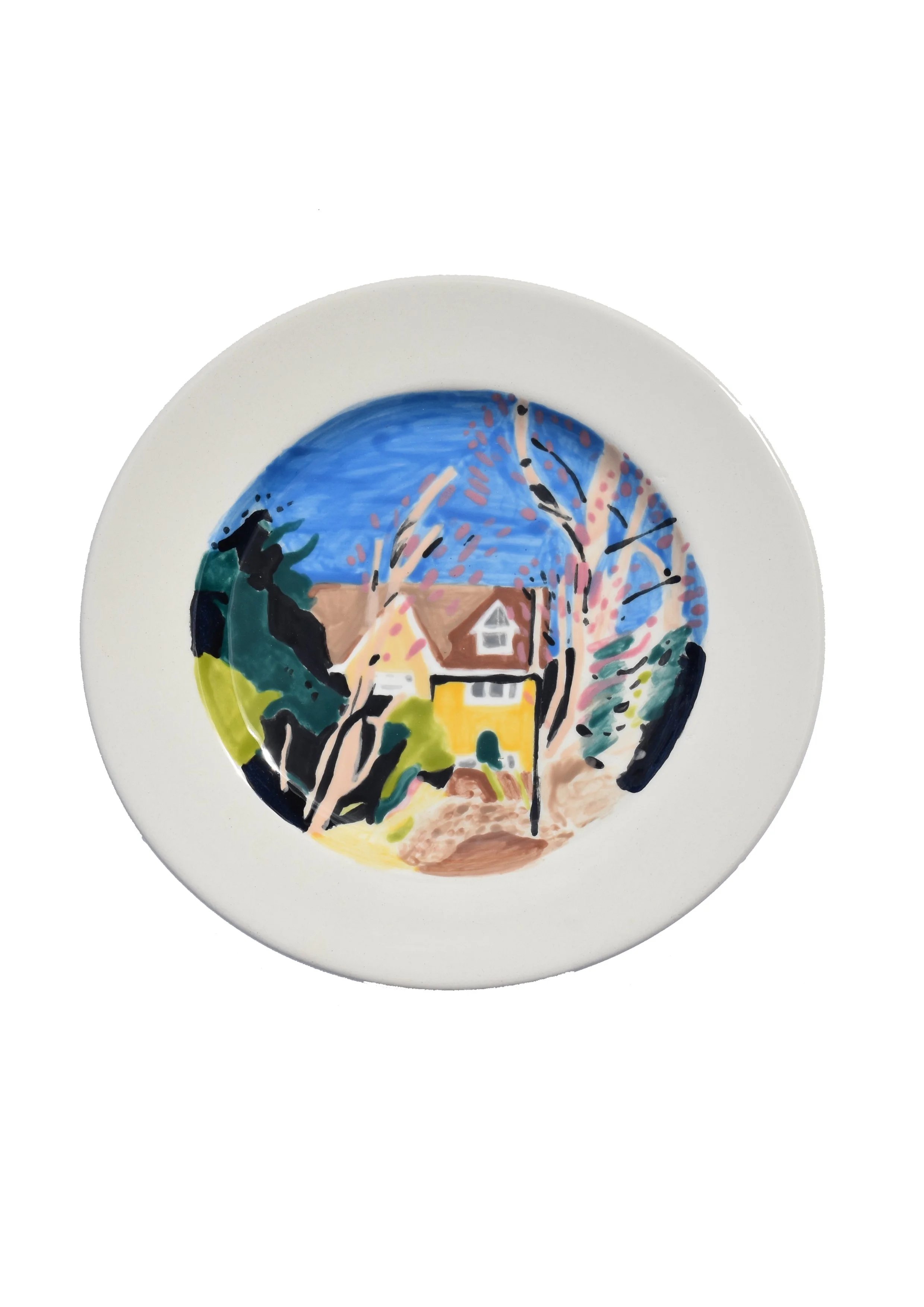 Spying on The Kingdom, 2023, Painted Ceramic Plate, 20cm Diameter.