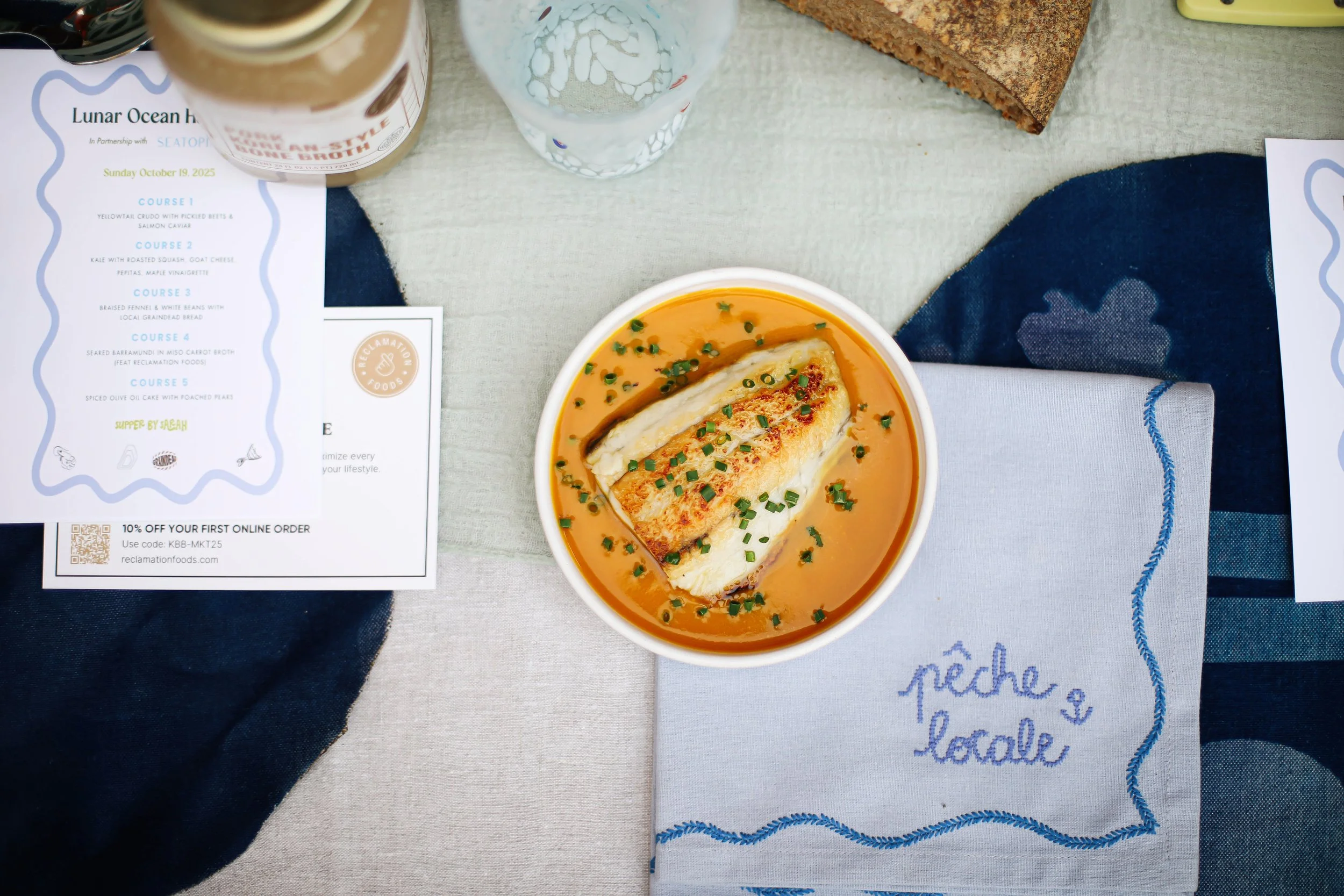 Seared Barramundi                                 in Miso-Carrot Broth