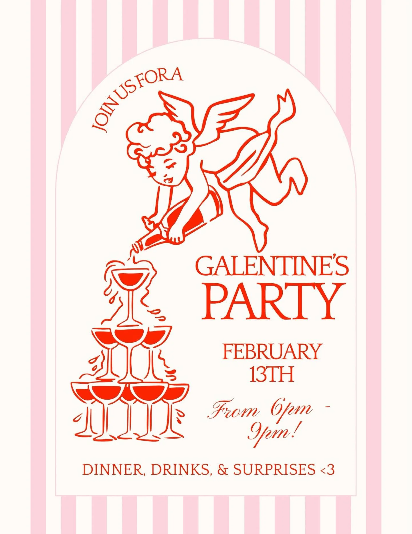 This one&rsquo;s for the girls, gays, and theys 💋

Bottomless cosmopolitans 🍸
Five blush-inspired courses 💘
Polka dots, bows, and pink encouraged 🎀

A casual, family-style Galentine&rsquo;s dinner at the supper club&hellip;plus a few fun surprise