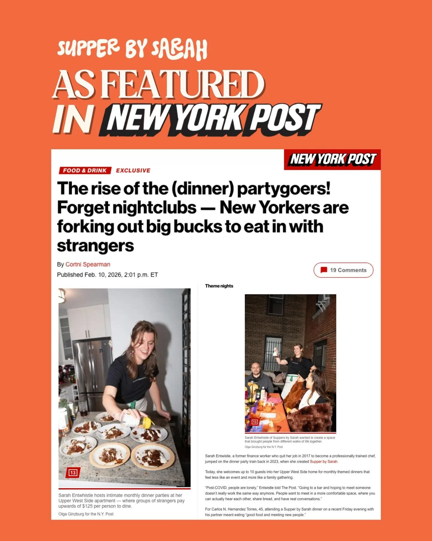 So jazzed to be included in this roundup of incredible dinner parties and supper clubs from the @nypost 💥

NYC is the most creative container and I&rsquo;m constantly inspired by all my peers cooking up amazing food and experiences for the community