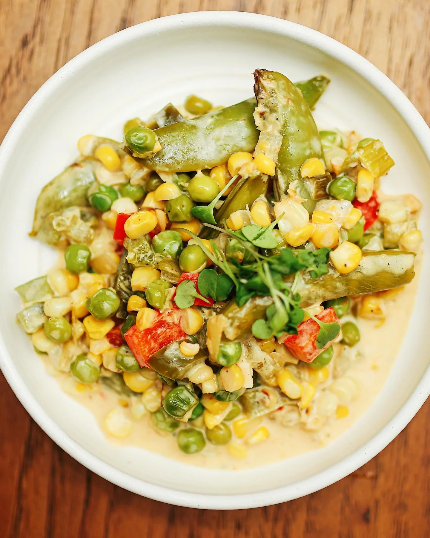 A seasonal twist on Creole cuisine - one of my favorite menus to date!!

&bull;Spring Pea Maque Choux with Microgreens
&bull;Gumbo z&rsquo;Herbes with Chard &amp; Collards
&bull;Muffuletta with Artichoke Tapenade 
&bull;Cajun Fried Shrimp with Ramp R