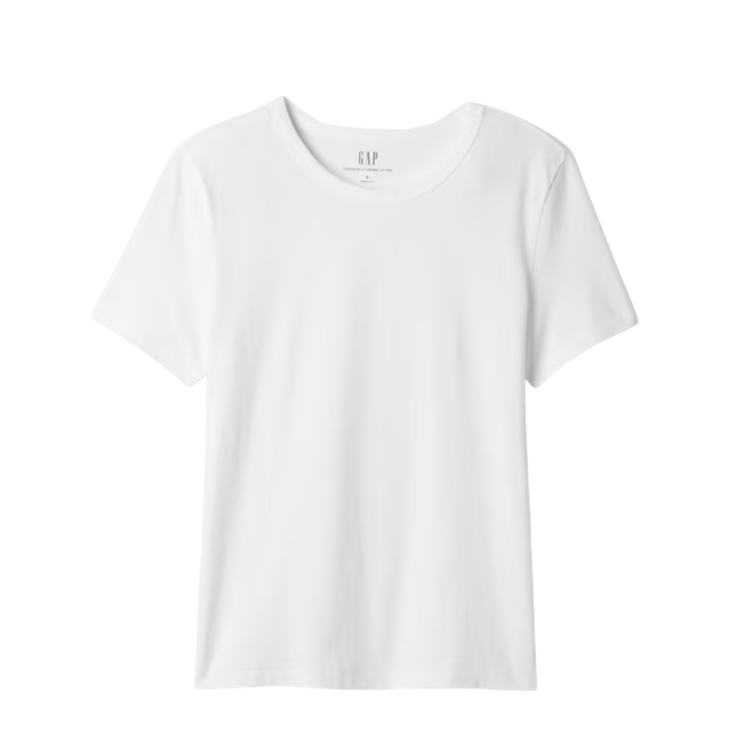 White T-shirt from GAP with a round neckline and short sleeves.