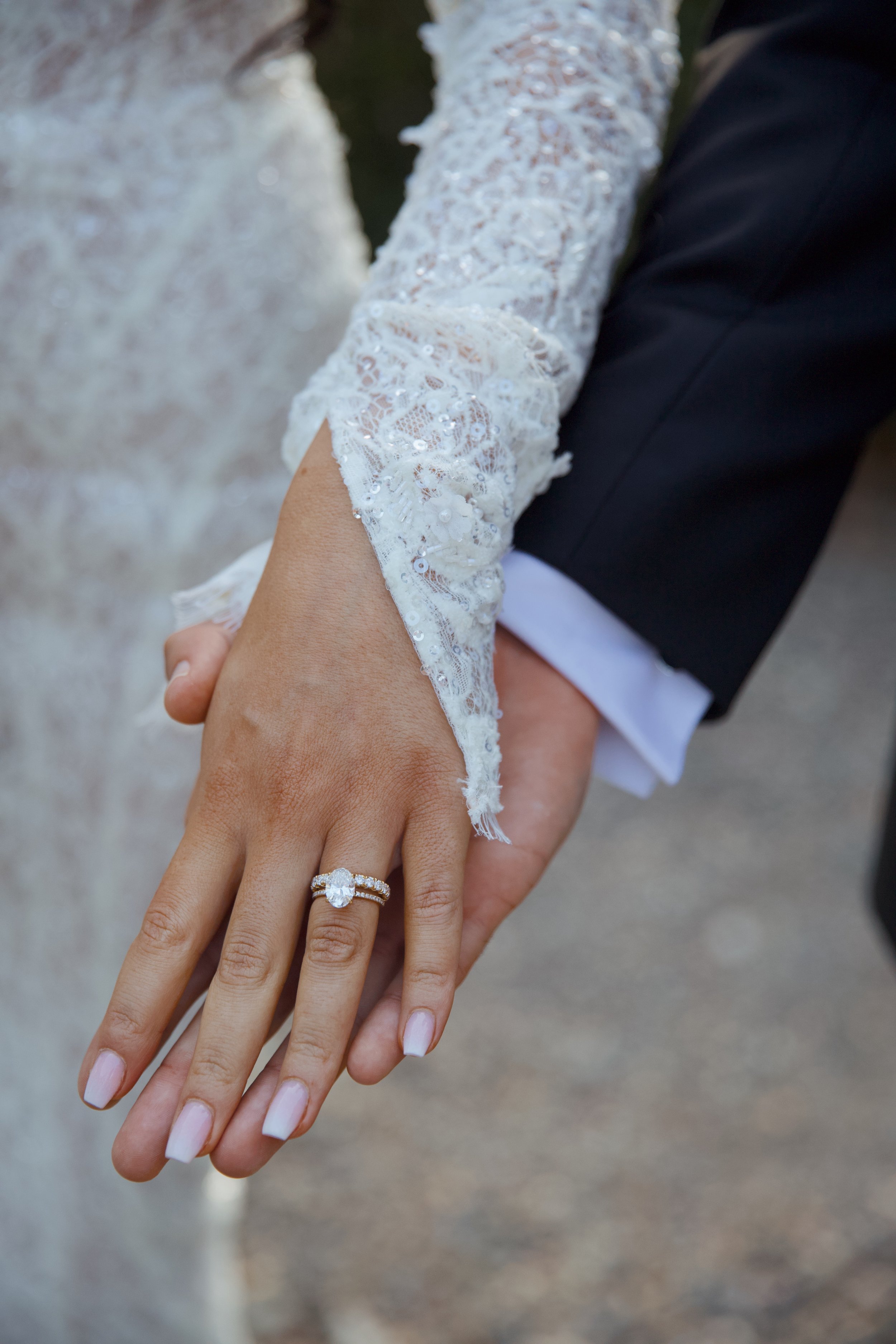 Wedding Content Creation at Ninety Acres New Jersey Castle Couture Dress Oval Cut Diamond Ring