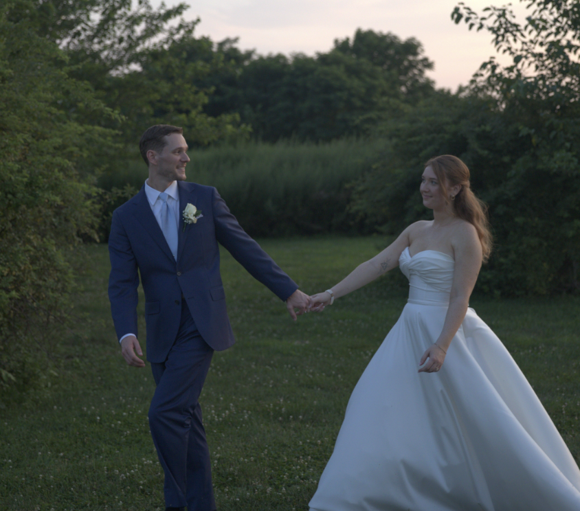 Sunset golden hour wedding portraits in the vineyard rows at The Vineyards at Aquebogue during a romantic North Fork wedding. Long Island Wedding Content Creation | Hampton Wedding Content Creation | New York Wedding Content Creation