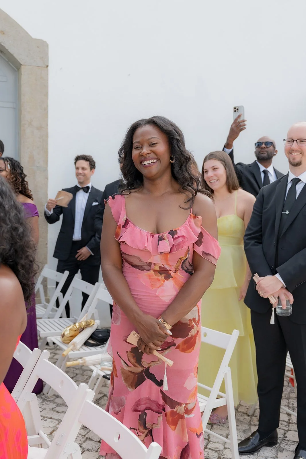 Emotional reaction from wedding guest during a destination wedding in Portugal