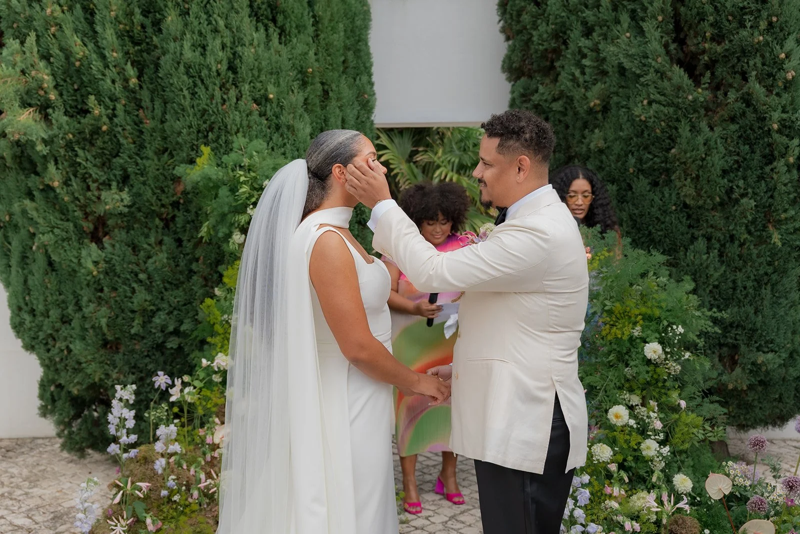 Intimate wedding ceremony at a destination wedding in Portugal