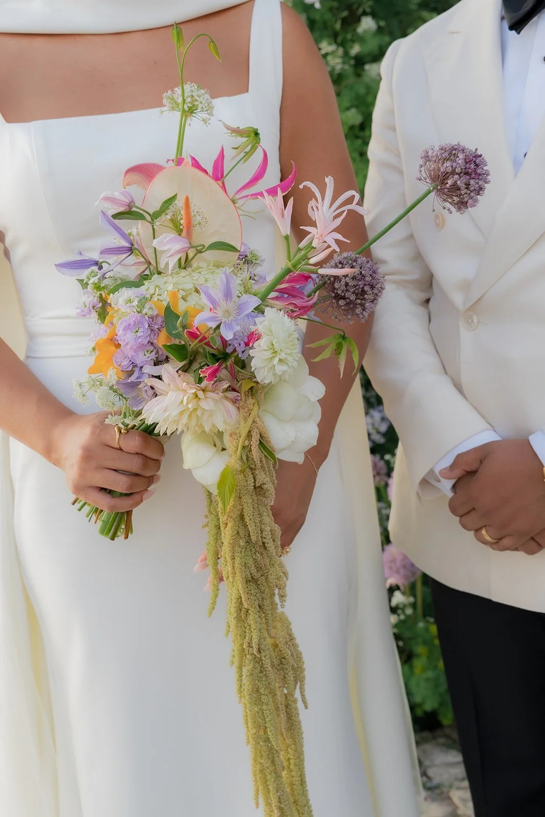 Modern and colourful bridal bouquet at a destination wedding in Portugal