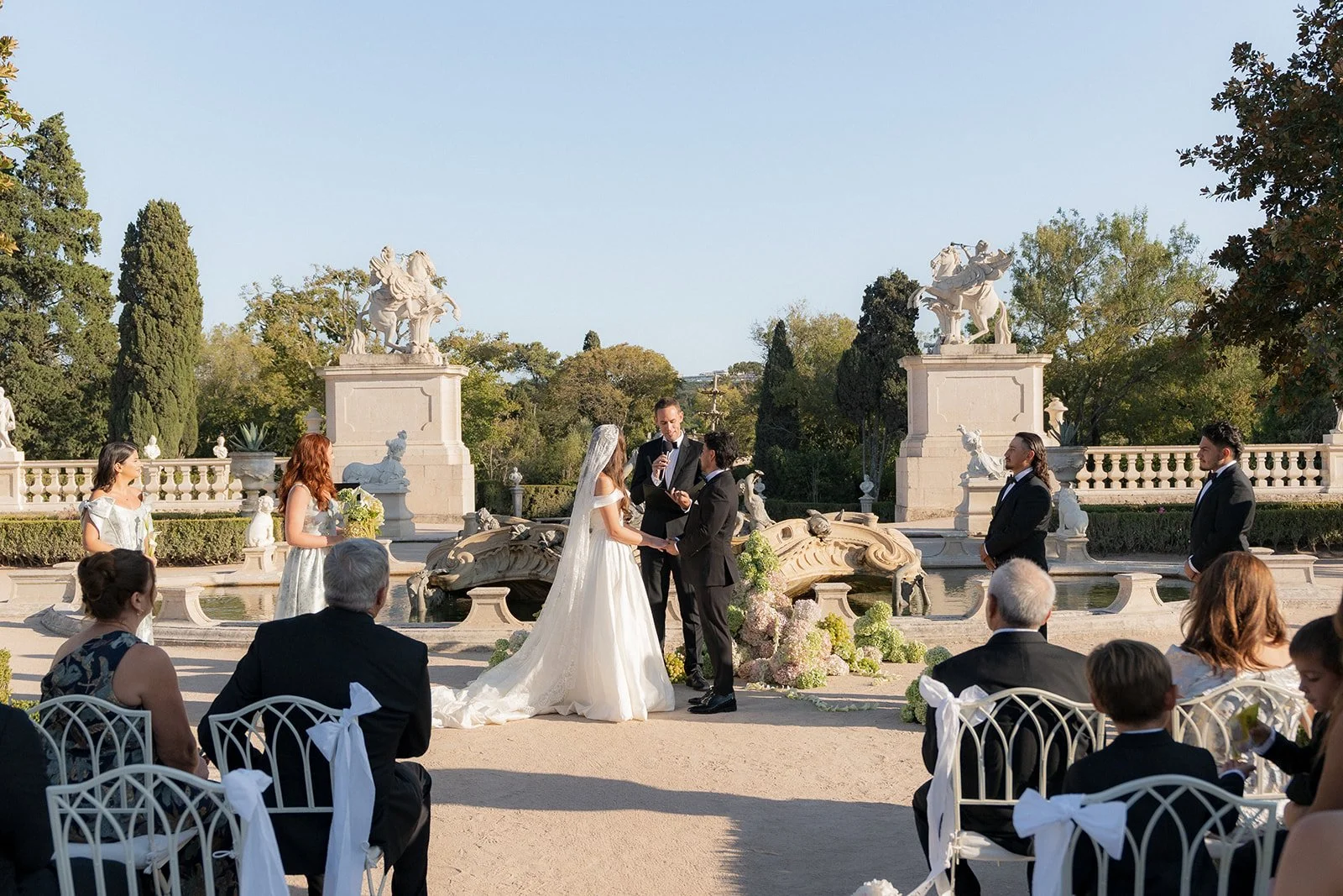 Couple exchanging vows during their destination wedding in Portugal