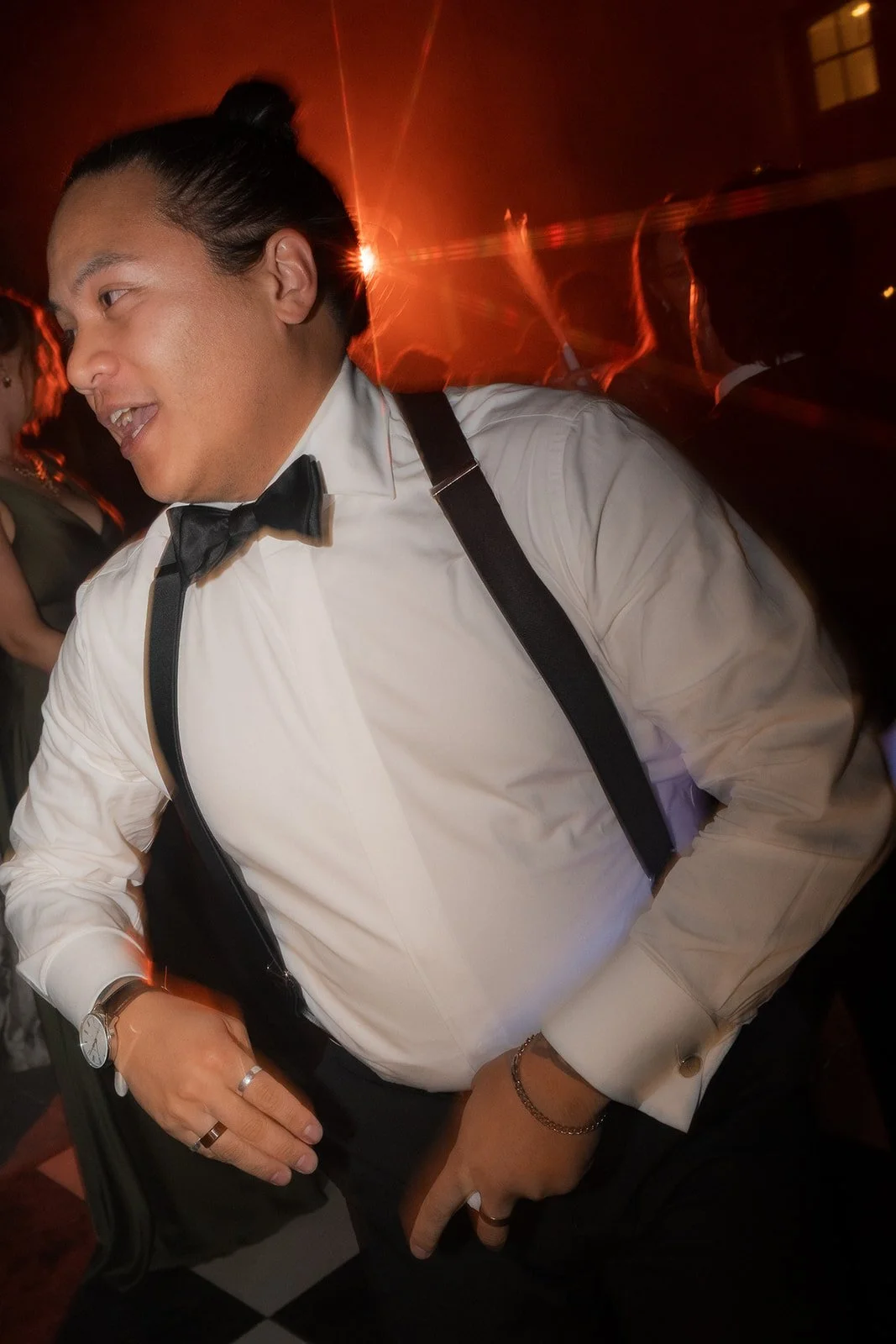 Man dancing in a destination wedding in Portugal