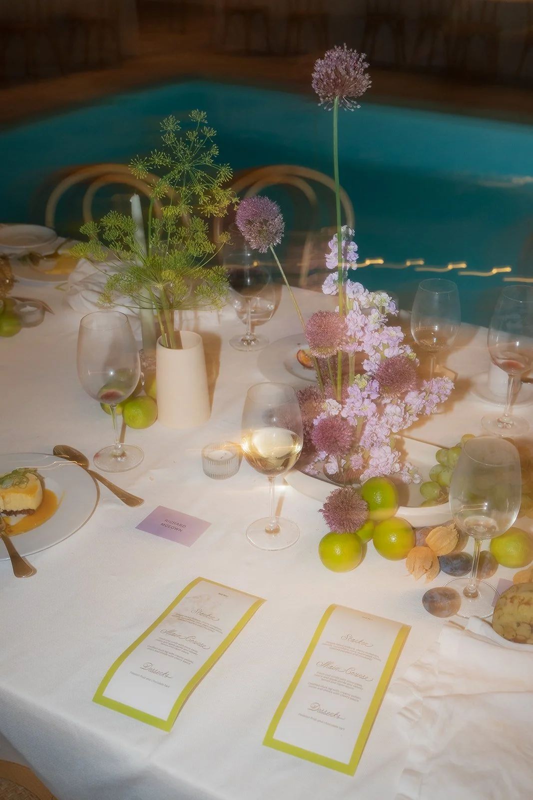 Messy table after reception at a destination wedding