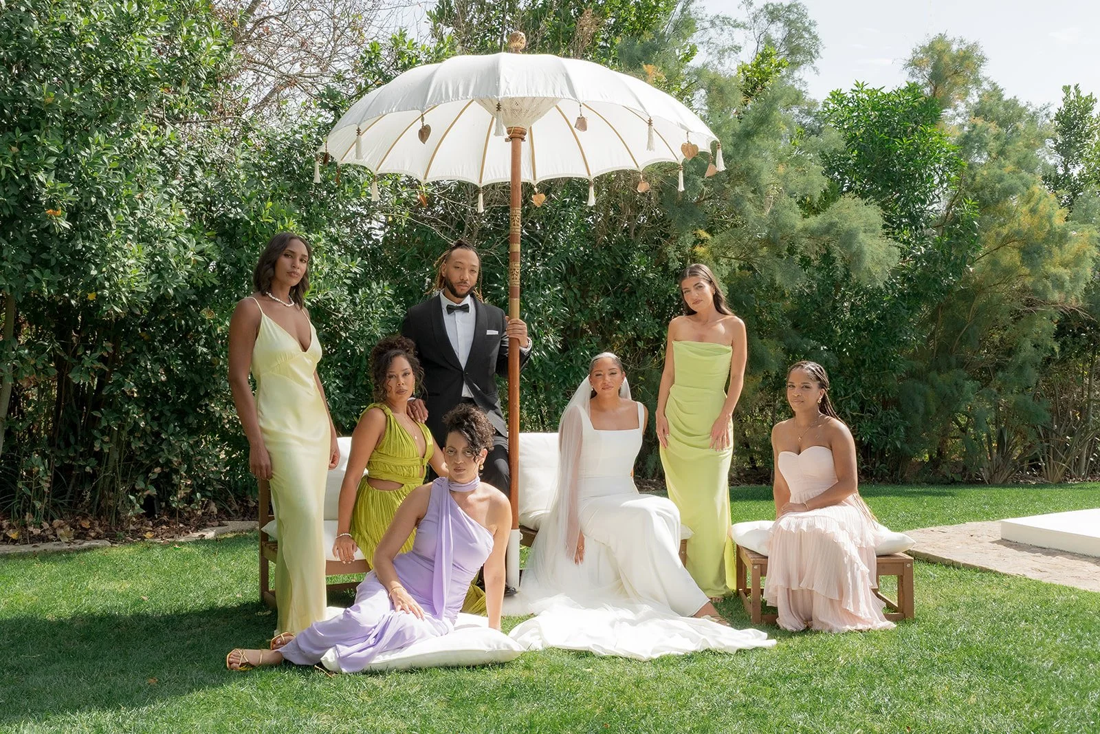 Editorial portrait of the bride and her bride people