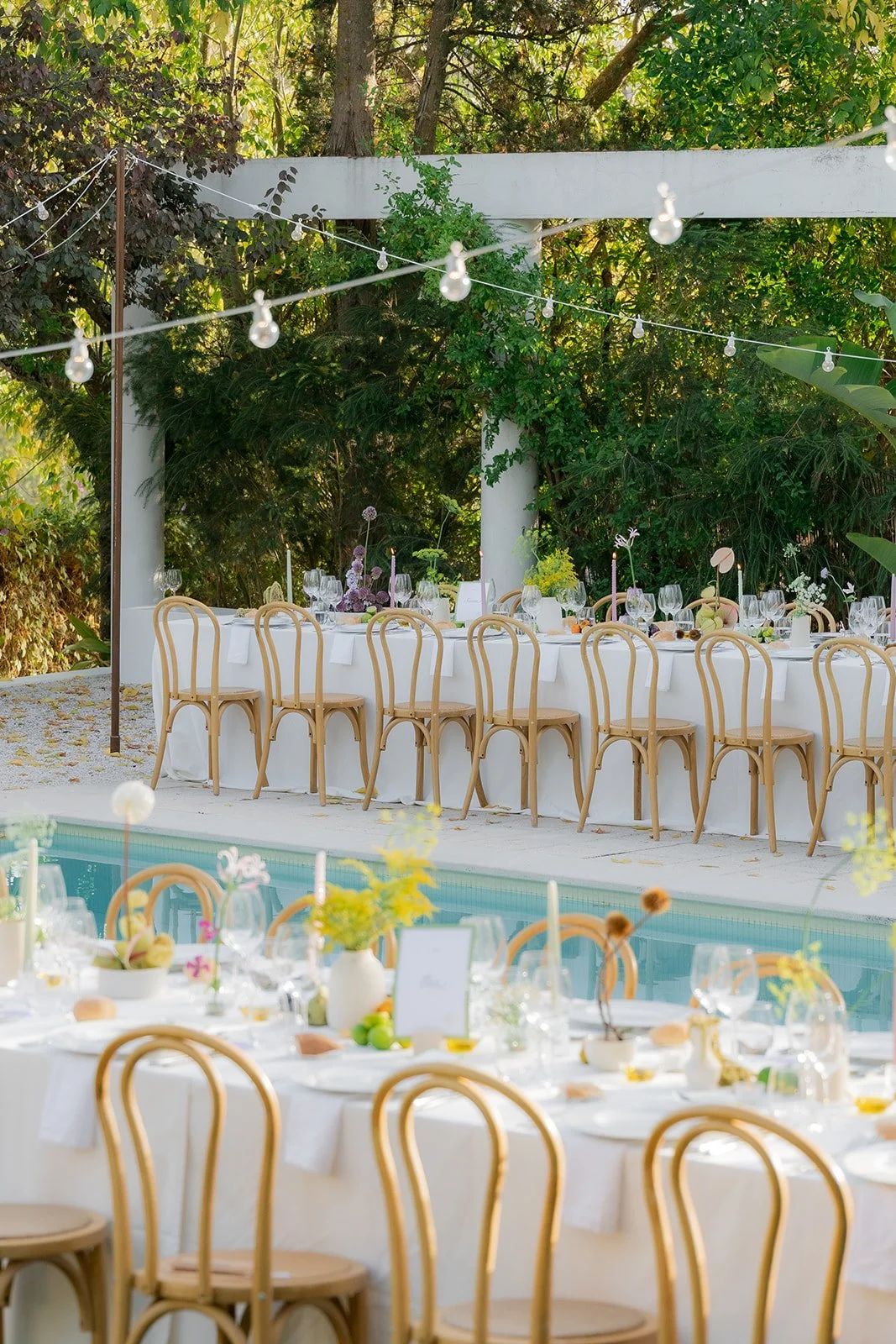 Outdoor wedding reception at a destination wedding in Portugal