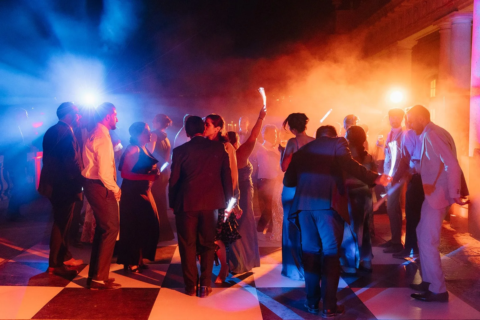 Wedding party outside at Queluz Palace
