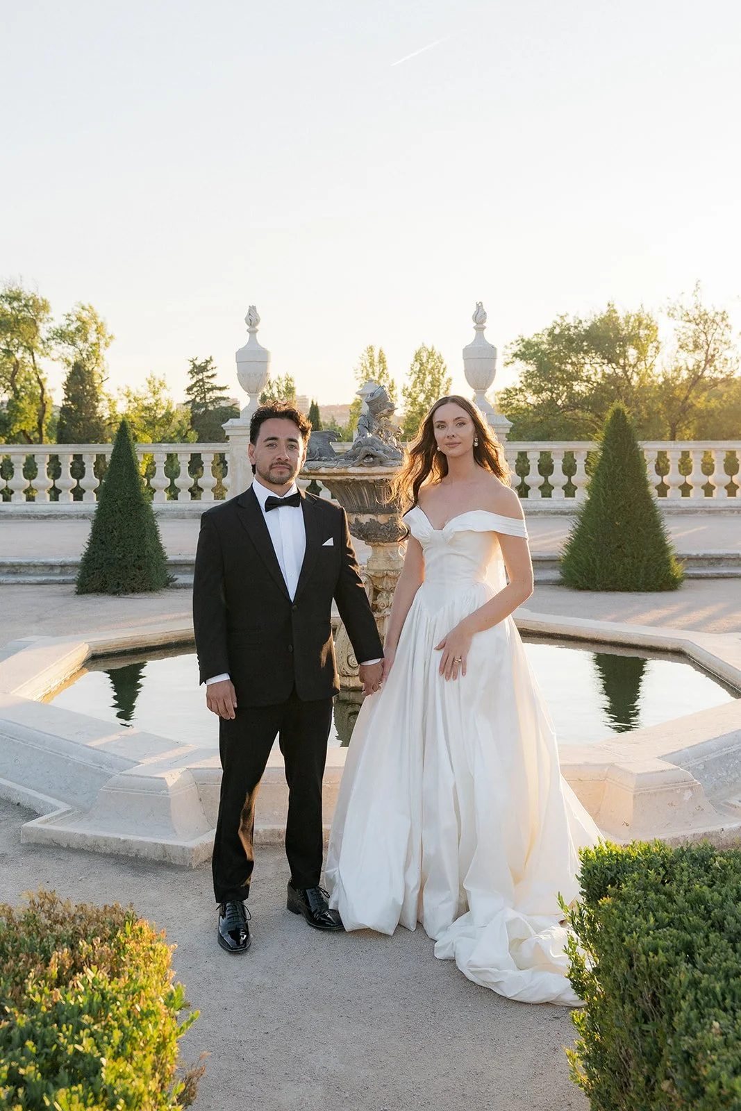 Soft natural light wedding couple portrait 