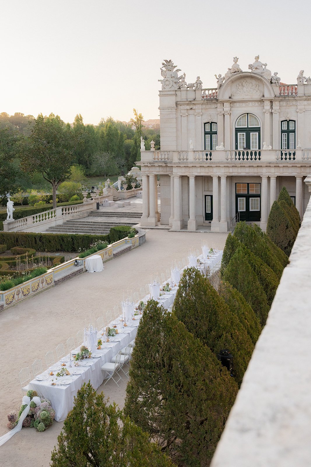 Wedding reception decor at Palácio de Queluz, Portugal
