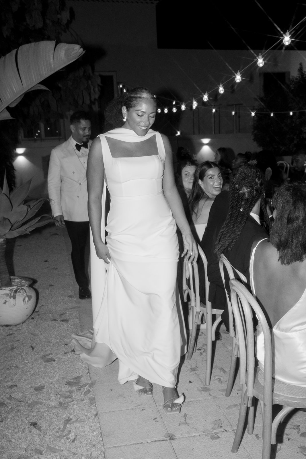 Bride walking at reception time