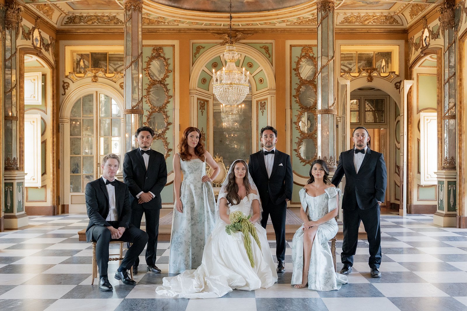 Bridal party at Palácio de Queluz, Portugal