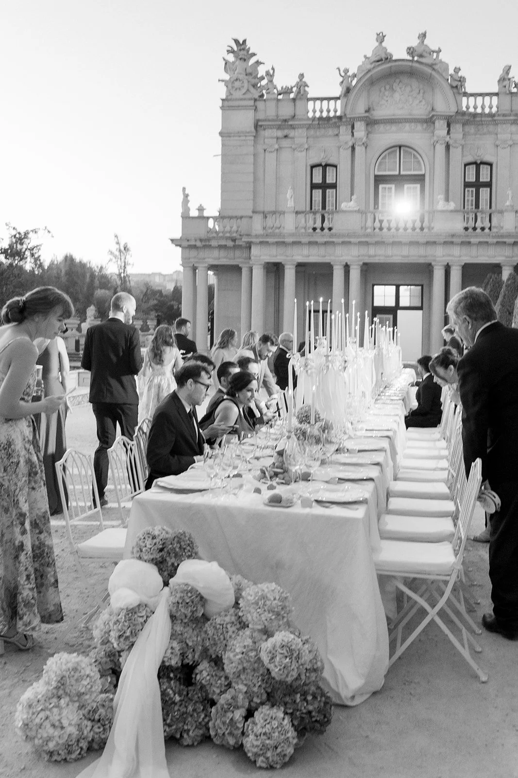 Wedding guests seated at a wedding reception in Portugal