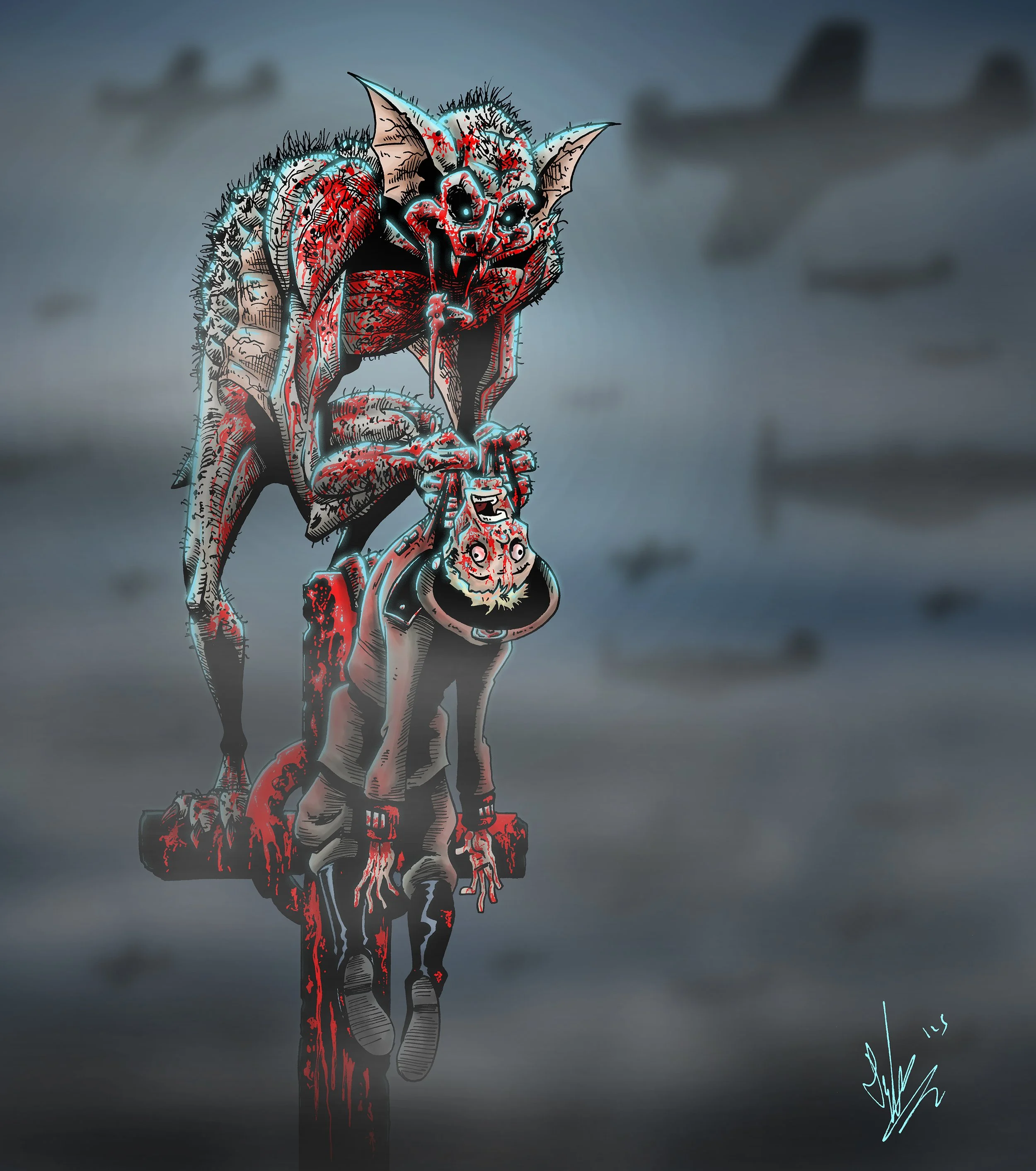 WWII Vampire - postcard