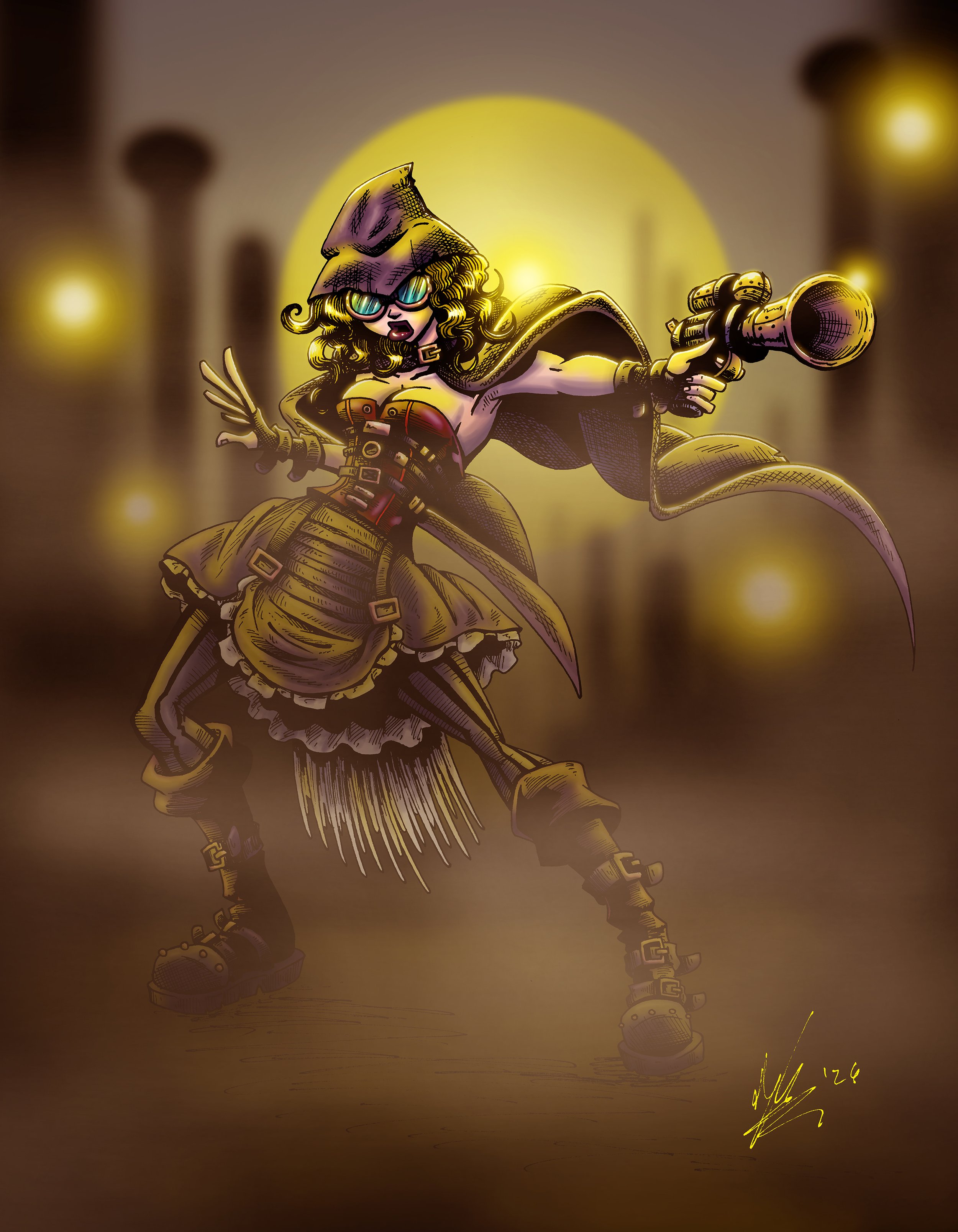 Loretta Von Steam - postcard