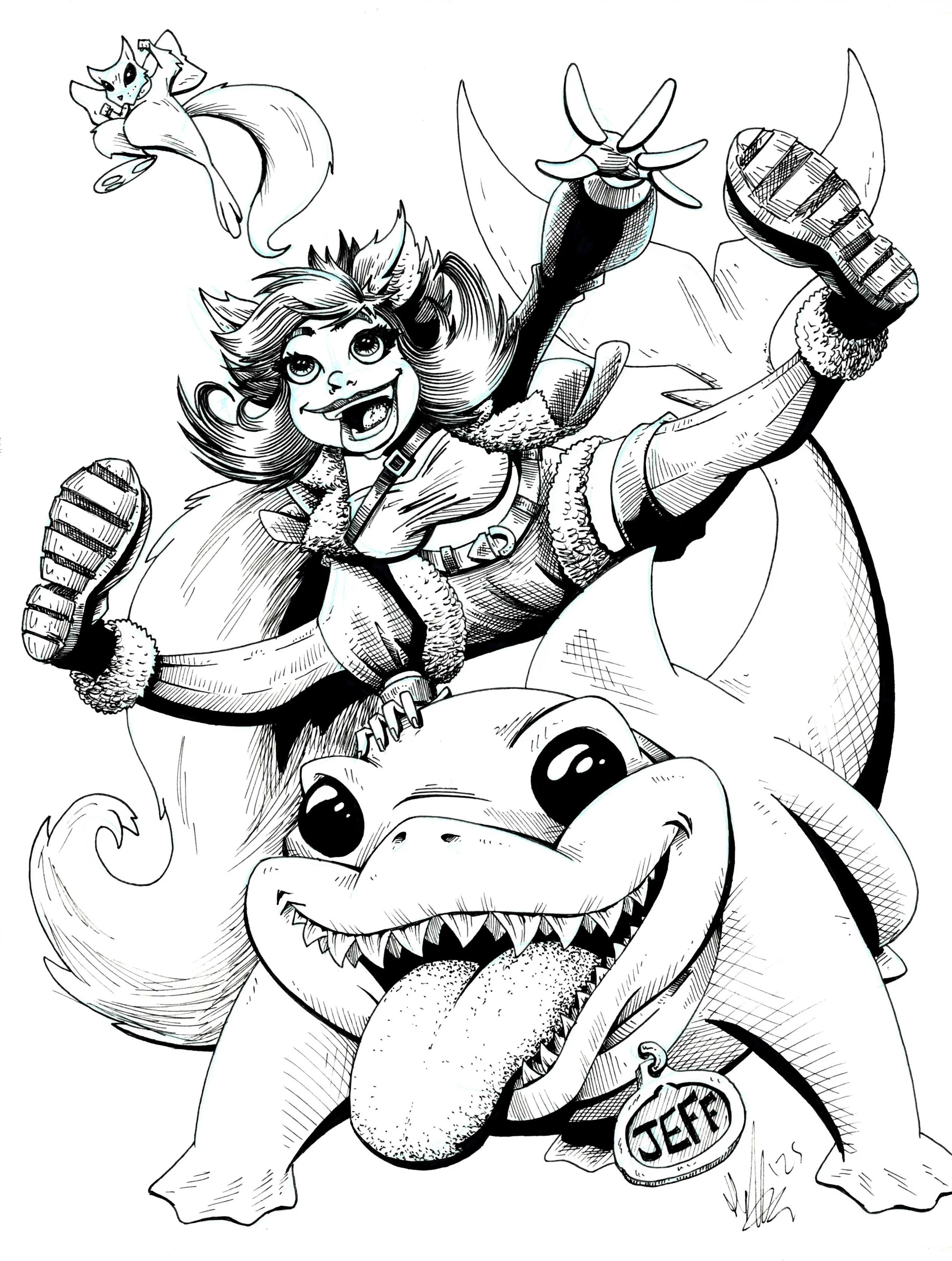 Shark and Squirrel - original