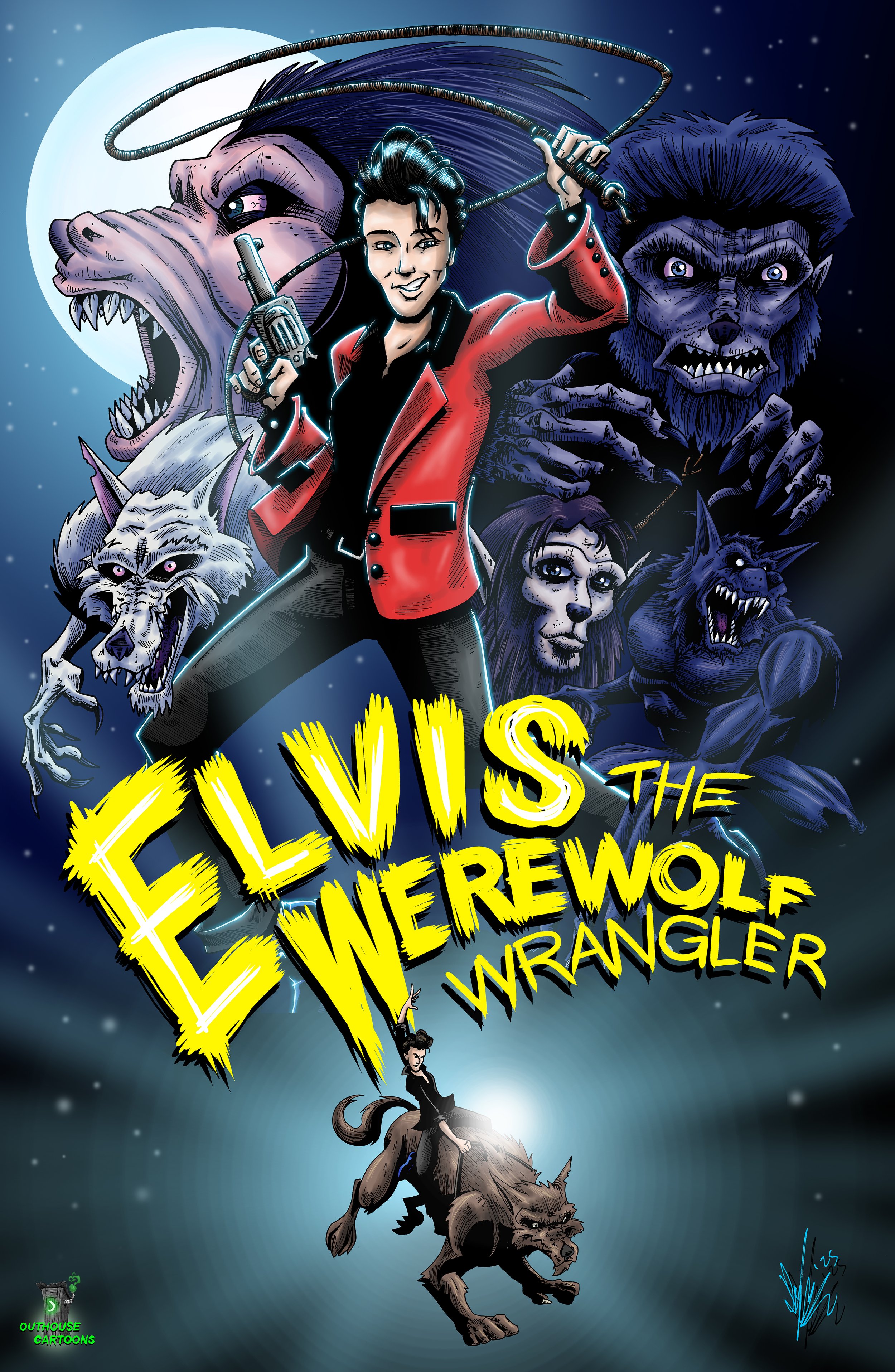 Elvis the Werewolf Wrangler - poster print
