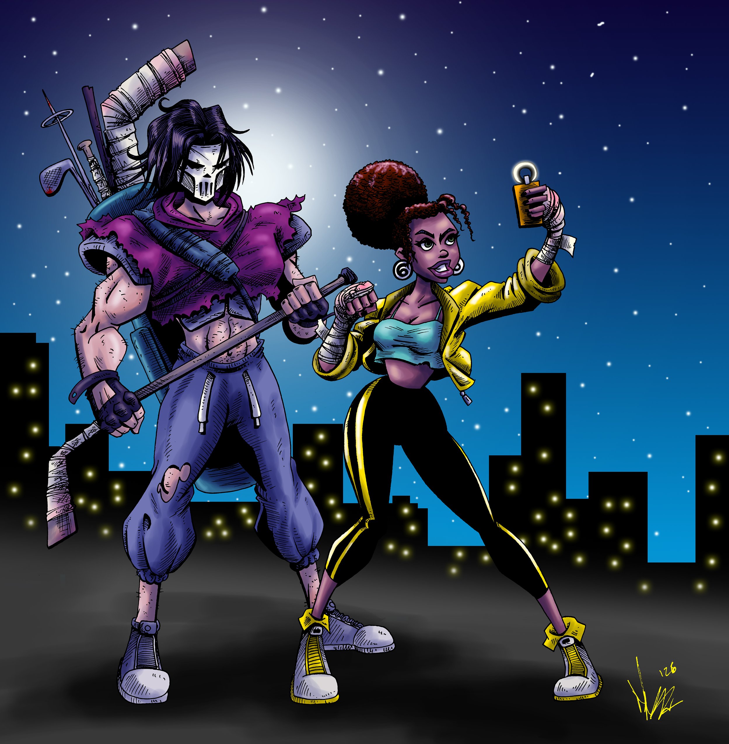 Casey and April - postcard