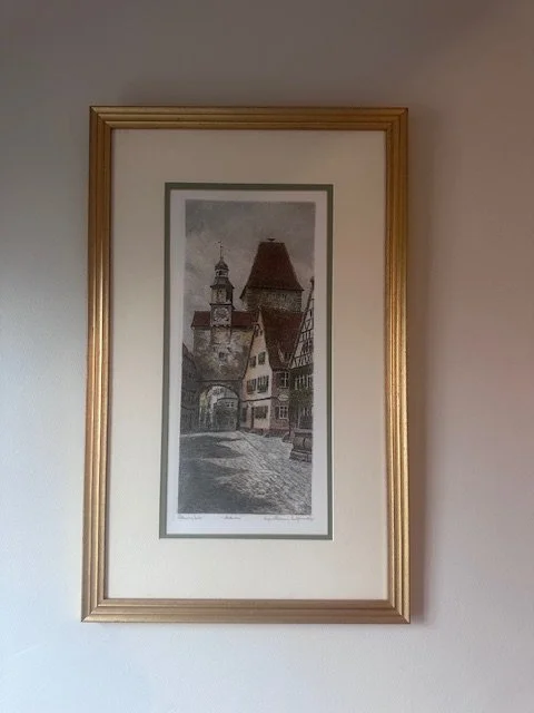 German Framed Etching  - Rothenburg Tauber