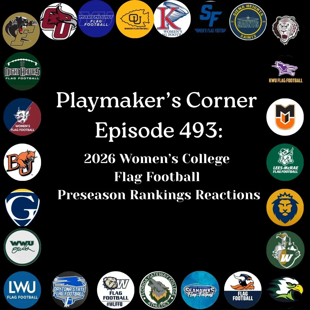 Recorded on 2/9/26. On this episode Simon, Kodey, and Gino talk about the preseason rankings they just released on Monday, and react to the brand new Women&rsquo;s College Flag Football rankings. 

#playmakerscorner #PMCflag #womenscollegeflagfootbal