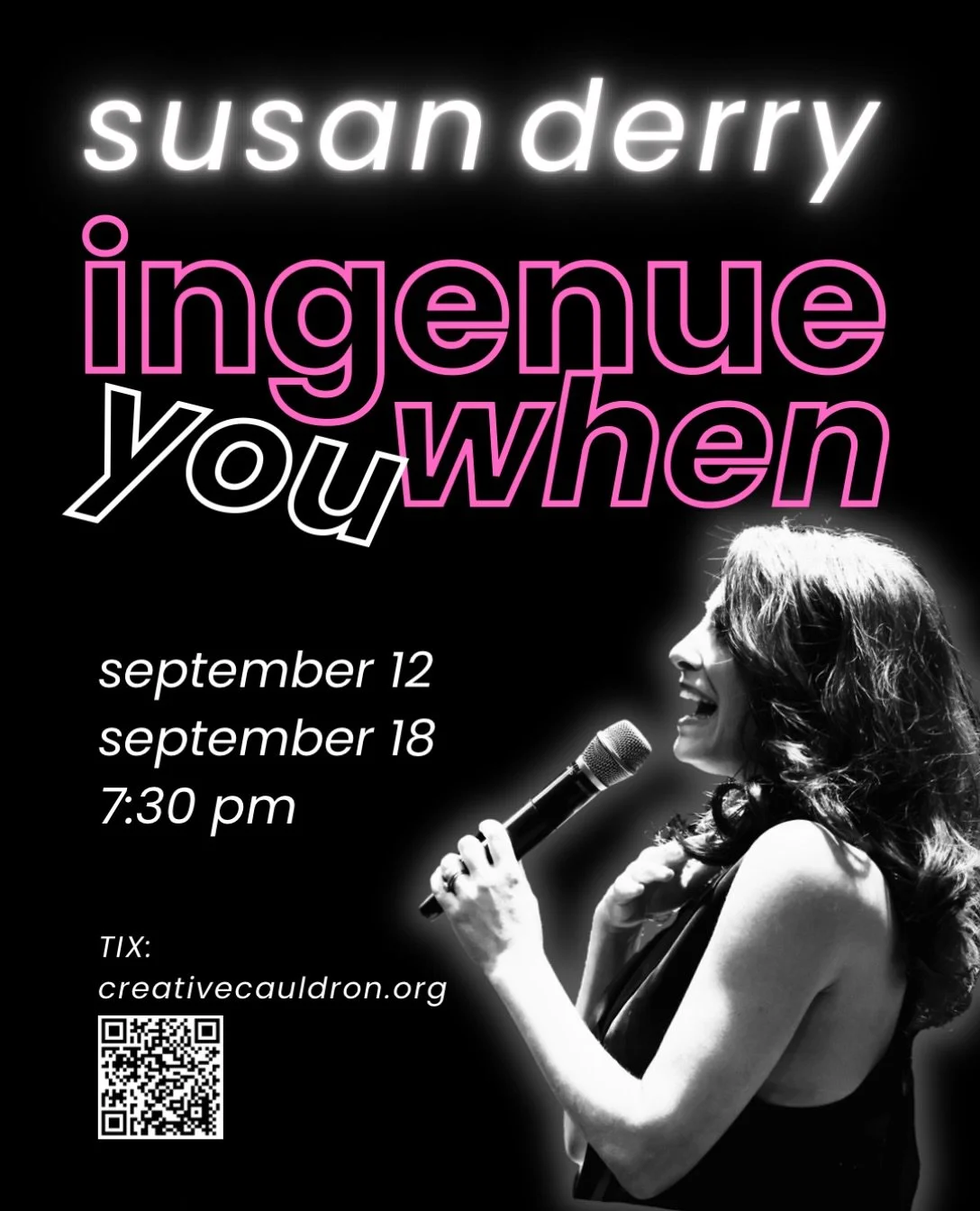 Ingenue You&hellip;.WHEN?????
IN. ONE. MONTH! 💕

I am SO proud to bring this show back to where it started - the DMV, my beloved hometown that knew me when. And now!

Join me!
TWO DATES: September 12th  and 18th. 
730 pm at Cauldron Stage. 

Tickets