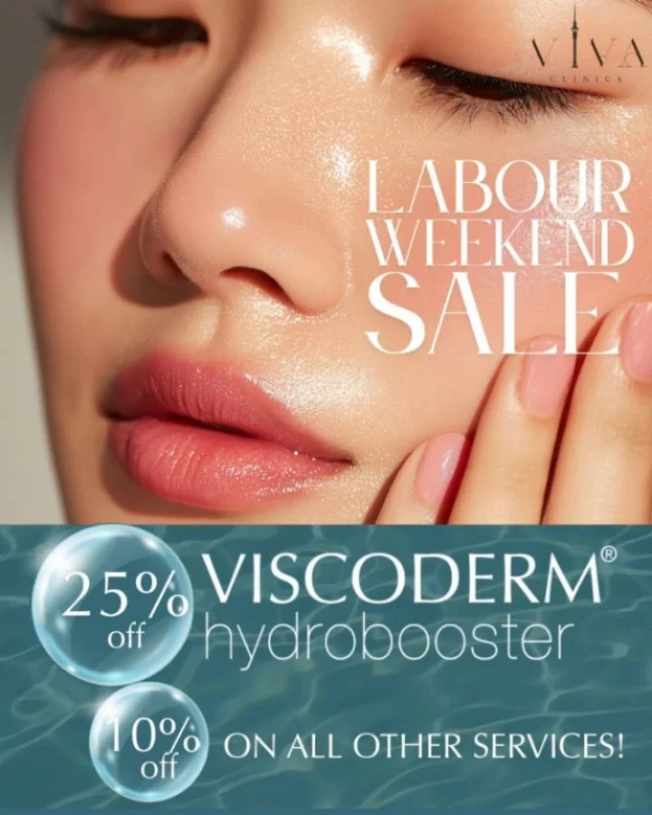 𝗟𝗮𝗯𝗼𝘂𝗿 𝗪𝗲𝗲𝗸𝗲𝗻𝗱 𝗦𝗔𝗟𝗘
Celebrate your hard work this Labour Weekend with 25% off Viscoderm and 10% all our services!
Because you deserve to glow inside and out!
Limited time only.
Come in to the clinic or DM us to schedule a FREE nurs